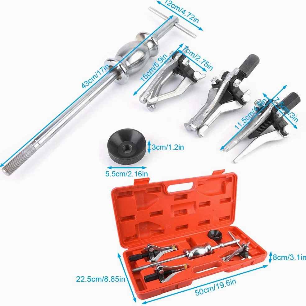 Wakects Herramienta de Extracción de Rodamientos, 5 Piezas, Acero al Carbono, con Martillo Deslizante de 1,2 kg