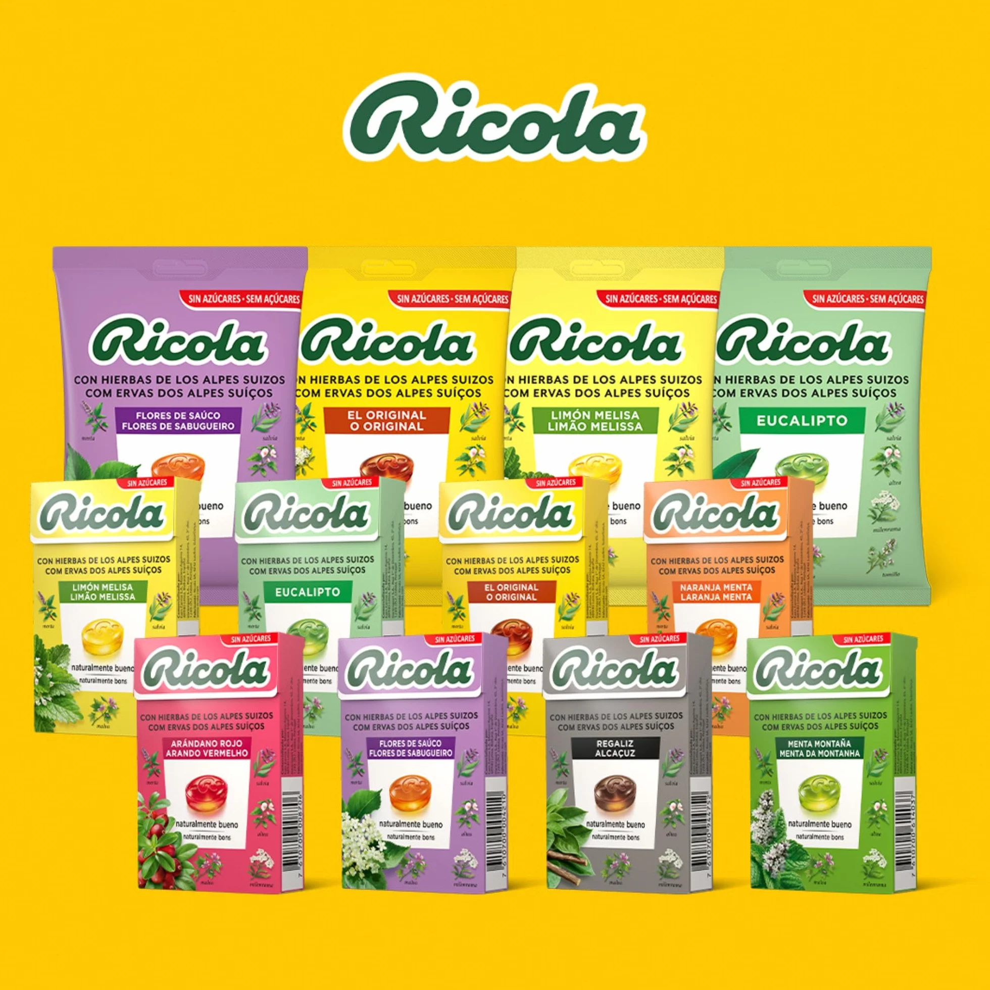 Ricola Eucalipto Caramelos Duros Sin Azúcar 70 g Alivia Garganta Respiración