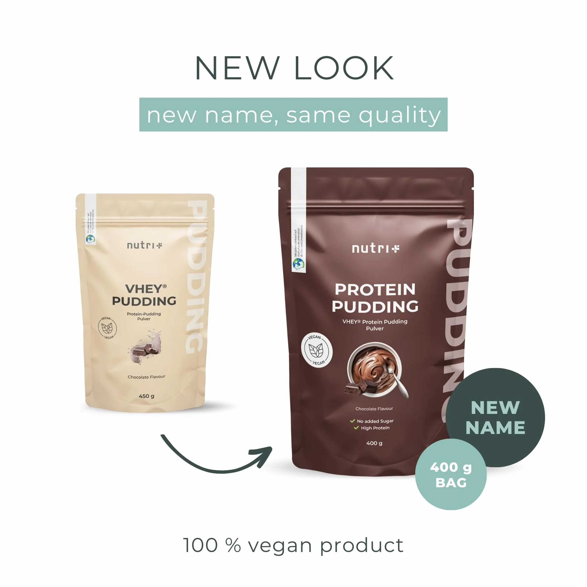 Pudin proteico Chocolate vegano 400 g 24 g Proteínas por Ración alto en Proteínas sin Lactosa y Gluten
