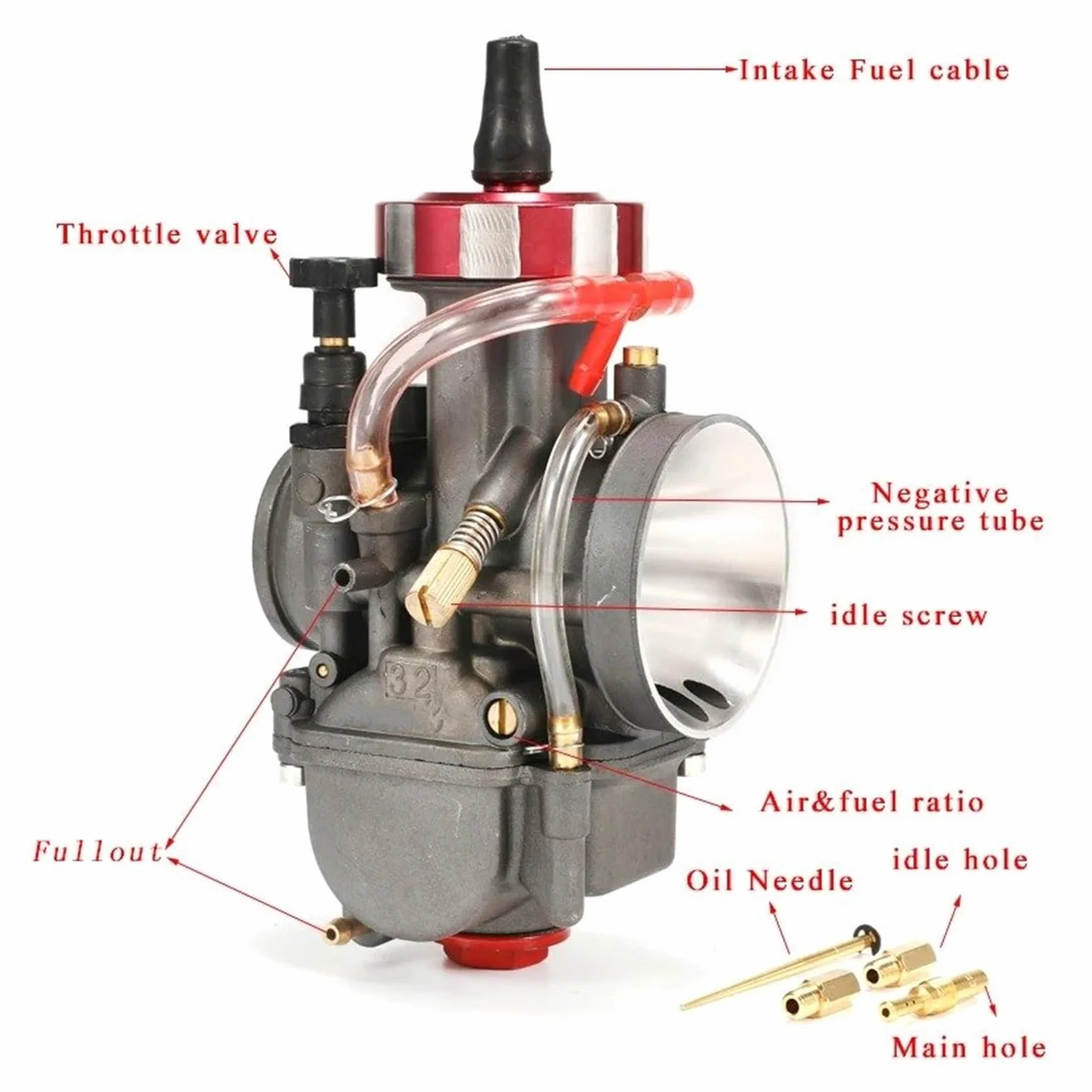 Motosierra Carburador Carburador Cortina Plana Motocicleta Para PWK 28 30 32 34mm 250cc Motor 4 Tiempos Piezas Universales Enduro Dirt Pit Bike Motocross(28mm)