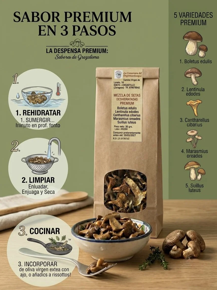 Pack 3x Mezcla de Setas Deshidratadas Premium 90g 5 Variedades Gourmet
