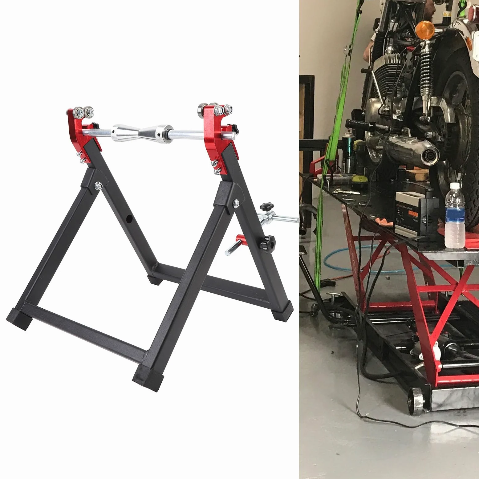 Soporte Equilibrador de Ruedas, Herramienta de Equilibrio de Ruedas de Bicicleta de Acero Resistente, Equilibrador de Alineación de Neumáticos para la Mayoría de Motocicletas de 5 Pulgadas