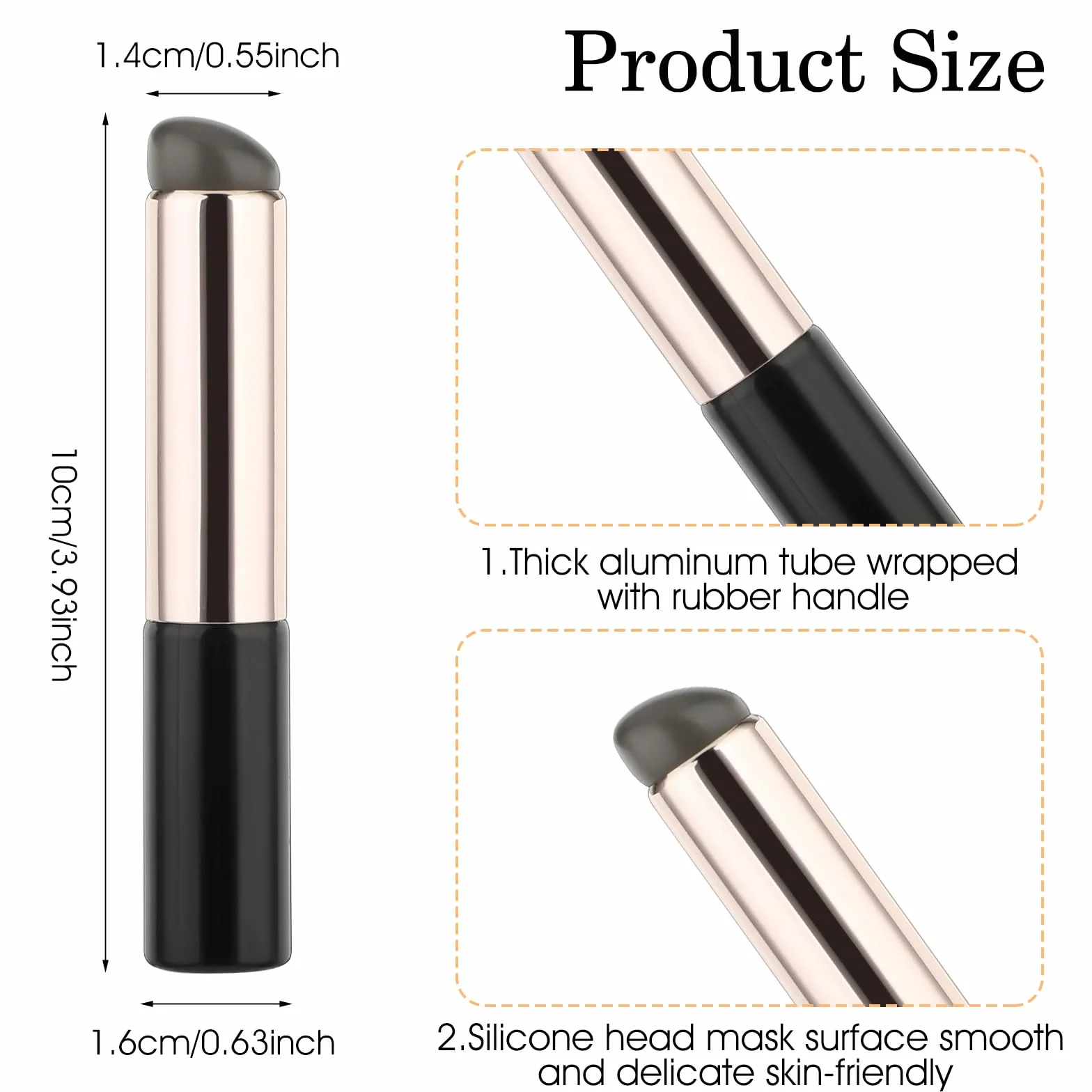 Amabro 2 brochas de maquillaje de silicona reutilizables cabeza redonda alta elasticidad labios brillo aceite máscara