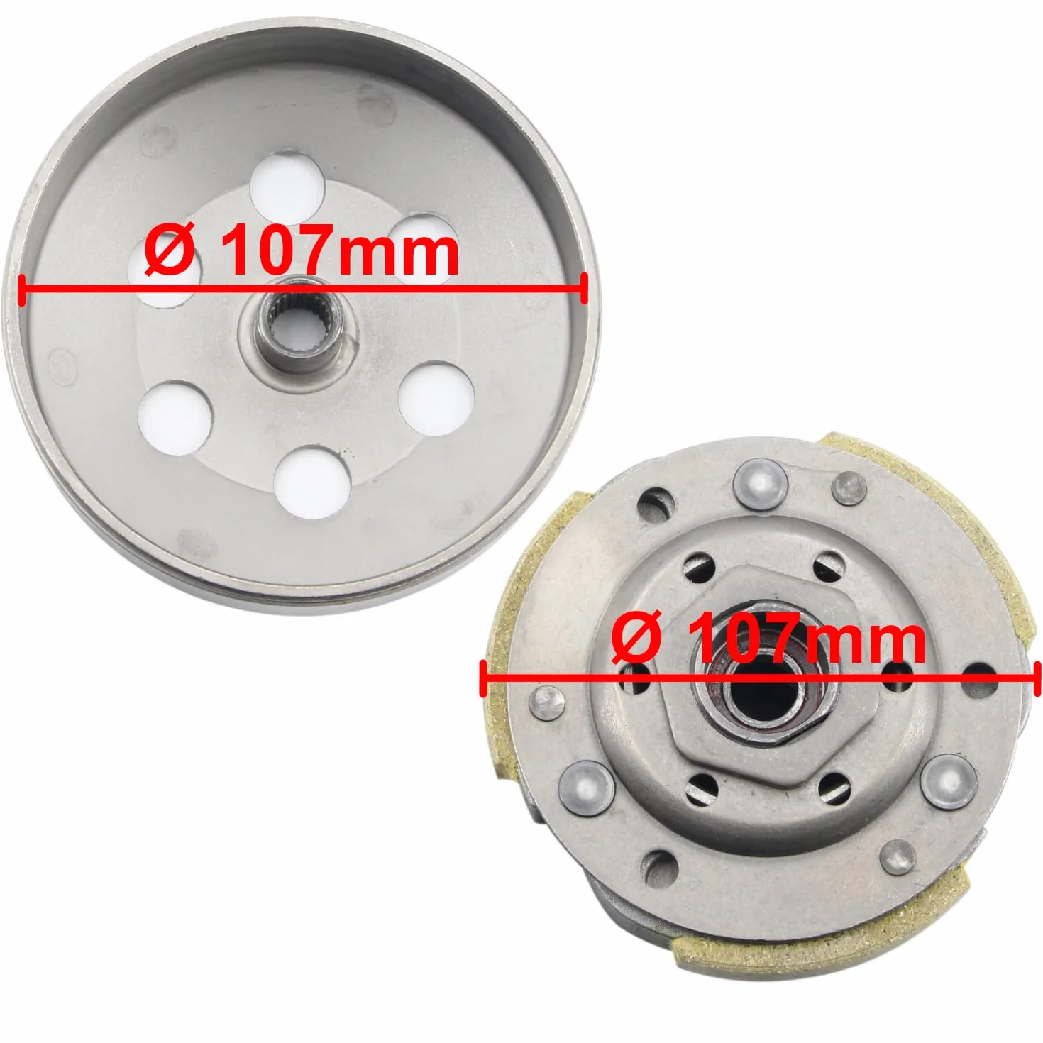 Area1 Convertidor de recambio+embrague+campana 107mm 50cc China 4T Motor compatible con Lingtian Vanguard Tauris TNTMotor Rivero Neco Luxxon JMSTAR JINLUN EUROCKA