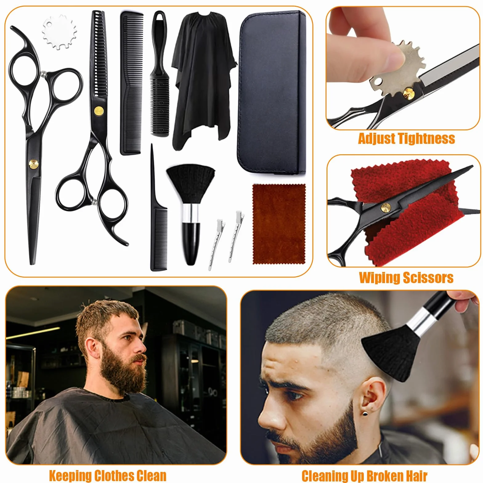 Kit Tijeras Peluqueria 12 Piezas Acero Inoxidable Profesional Corte Pelo