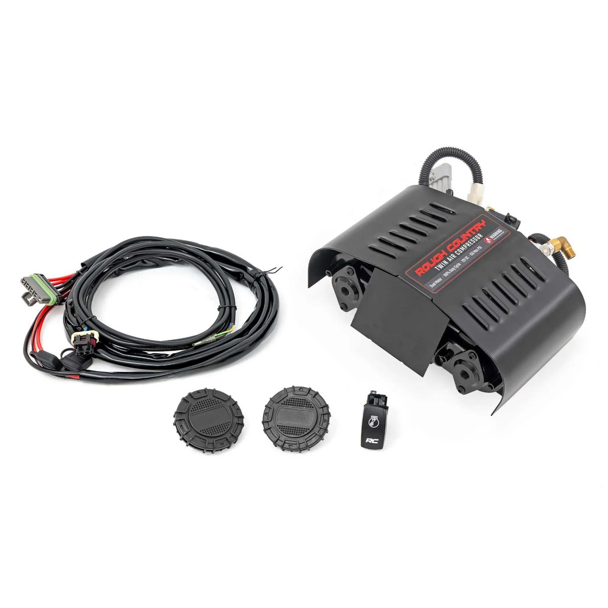 Rough Country - Kit portátil de compresor de aire doble, 12 V CC, 150 PSI, 6.16 CFM