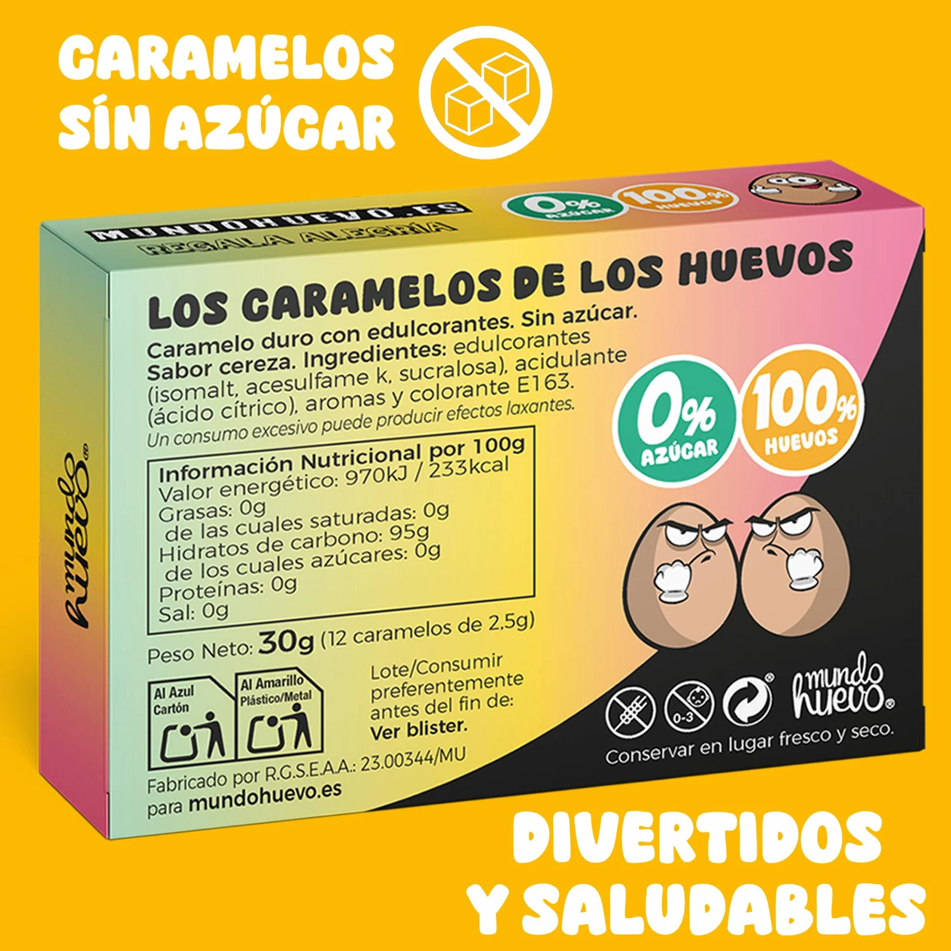 HUEVOPROFENO Caramelos de Broma sin azúcar 12 uds Caja Regalo Divertido