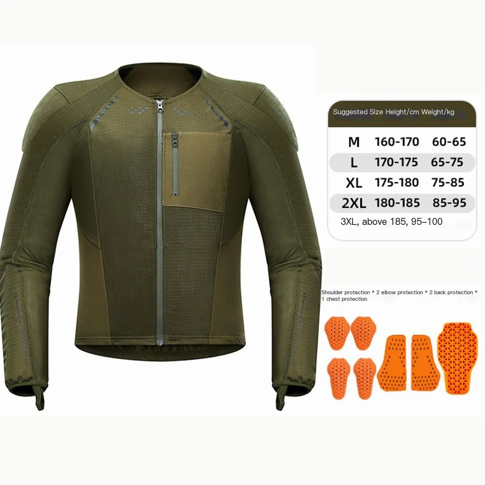 Chaqueta De Moto De Malla Equipo De Protección Extraíble/con Cinta Reflectante Chaqueta De Equitación De Alta Visibilidad Con Protección for Hombre(Green,XXL)