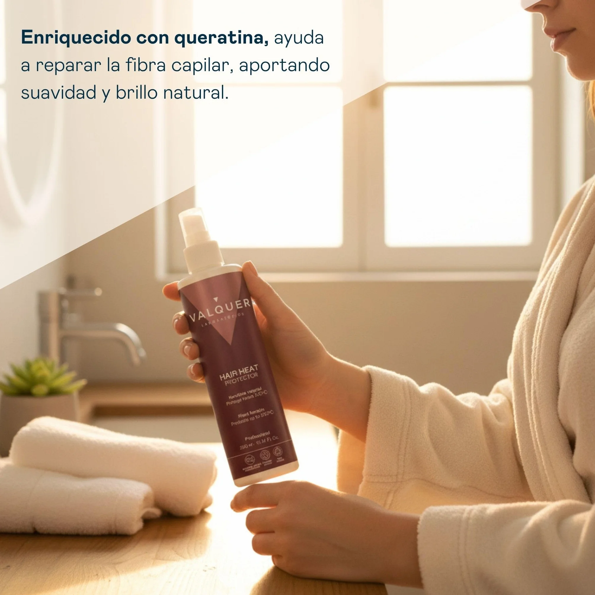 VALQUER Protector Térmico Capilar en Spray 300 ml Protege del Calor Keratina Vegano