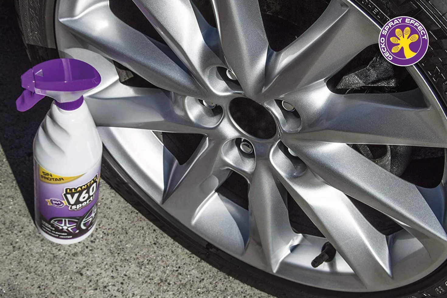 Sisbrill V60 Sport Limpia Llantas - Neutro y Seguro - Efecto Gecko Spray - 1 Litro