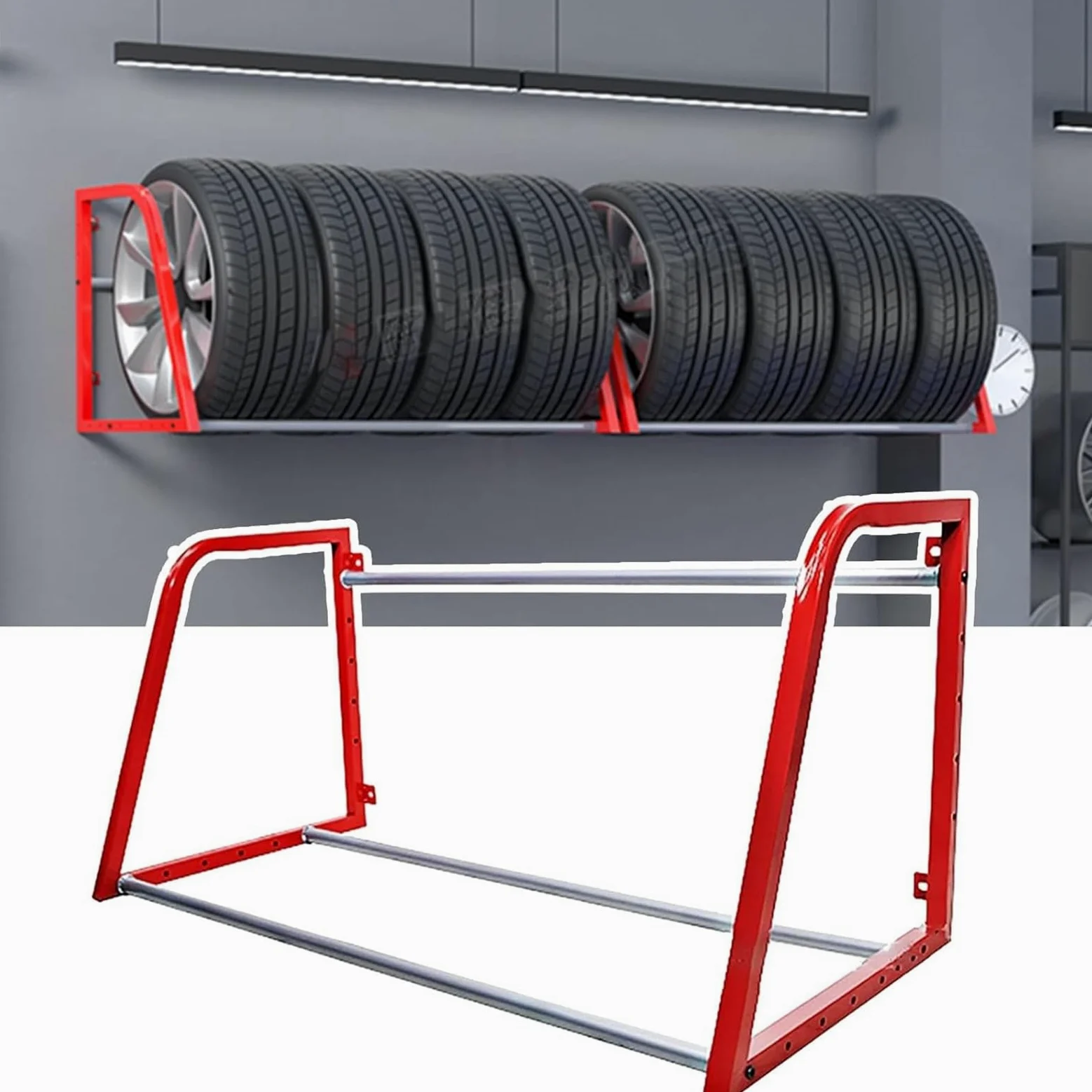 Soporte de pared para neumáticos, solución de almacenamiento de ruedas que ahorra espacio para garaje, taller, soporte de exhibición de neumáticos de repuesto resistente