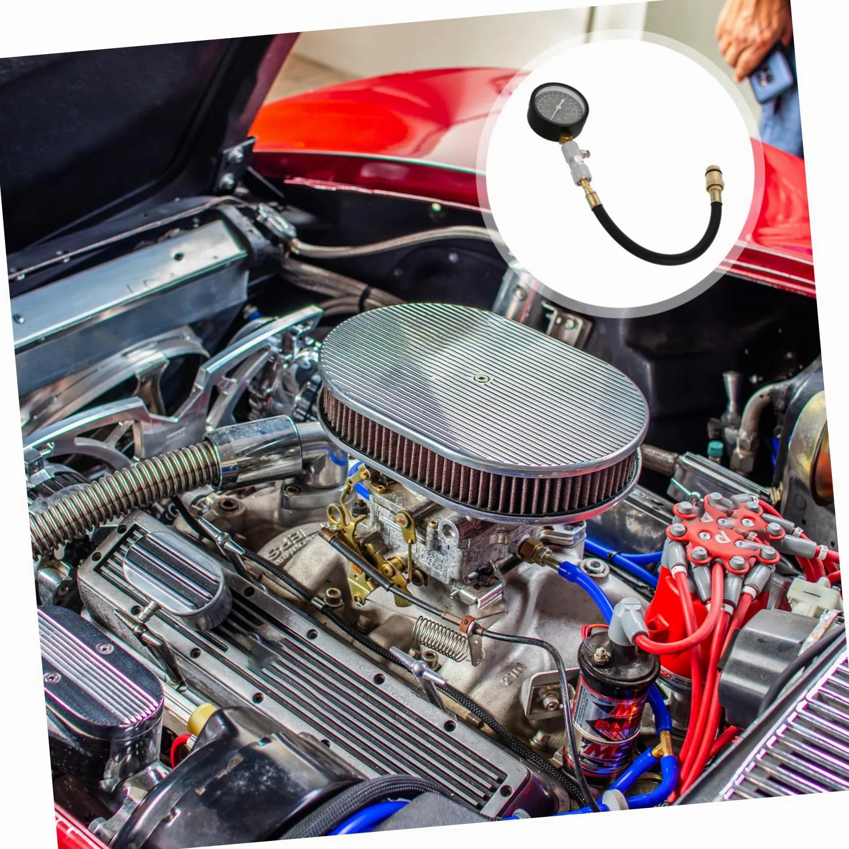 Kit de Herramientas para Comprobar la compresión del Motor, medidor de presión de Combustible para Motocicleta y Coche, medidor de compresión para Motor