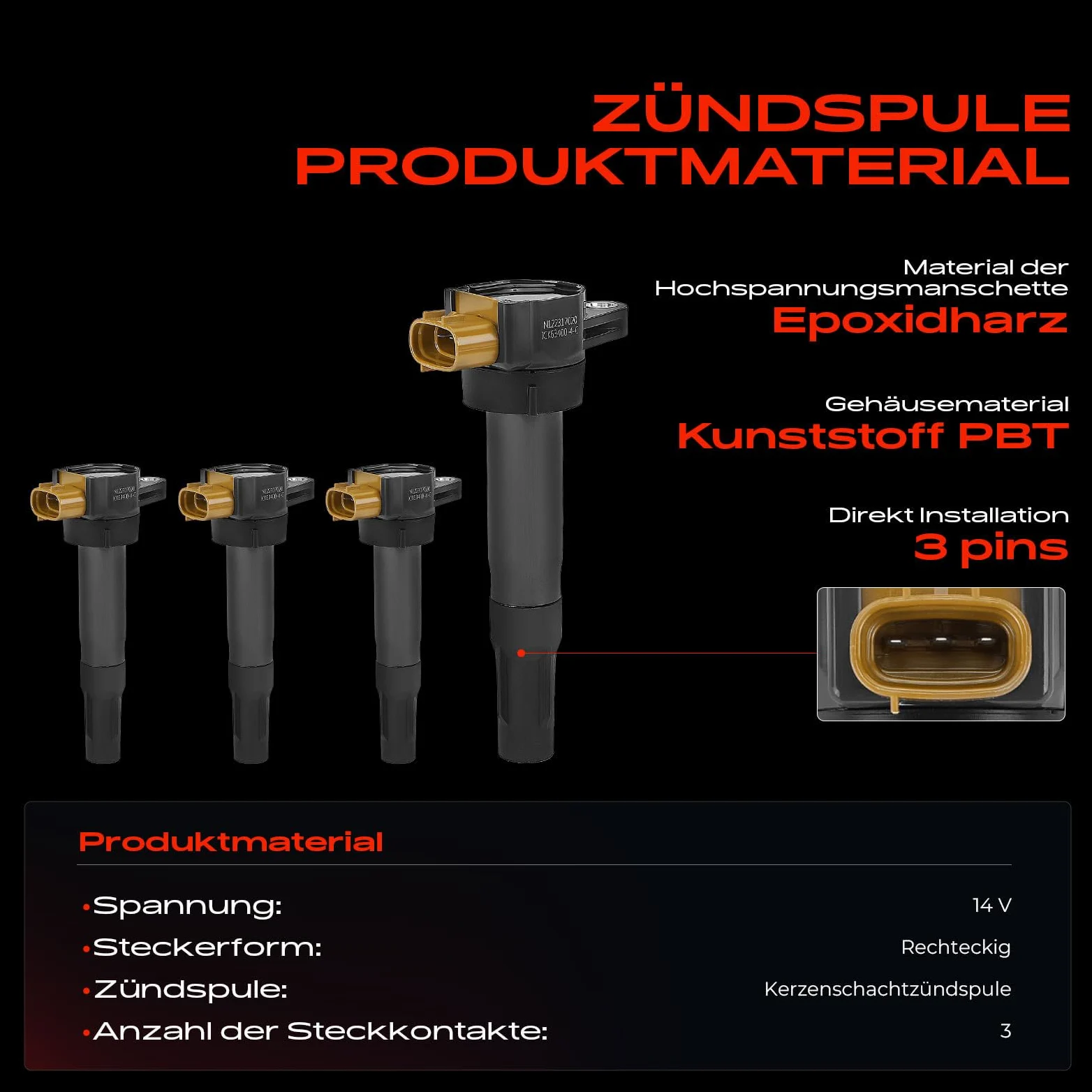 Frankberg 4 bobinas de encendido + 4 bujías de 3 Polos 3340051K51 | Compatible con: Grand Vitara II JT TD TE, Kizashi FR, SX4 EY G.Y, Swift IV FZ NZ