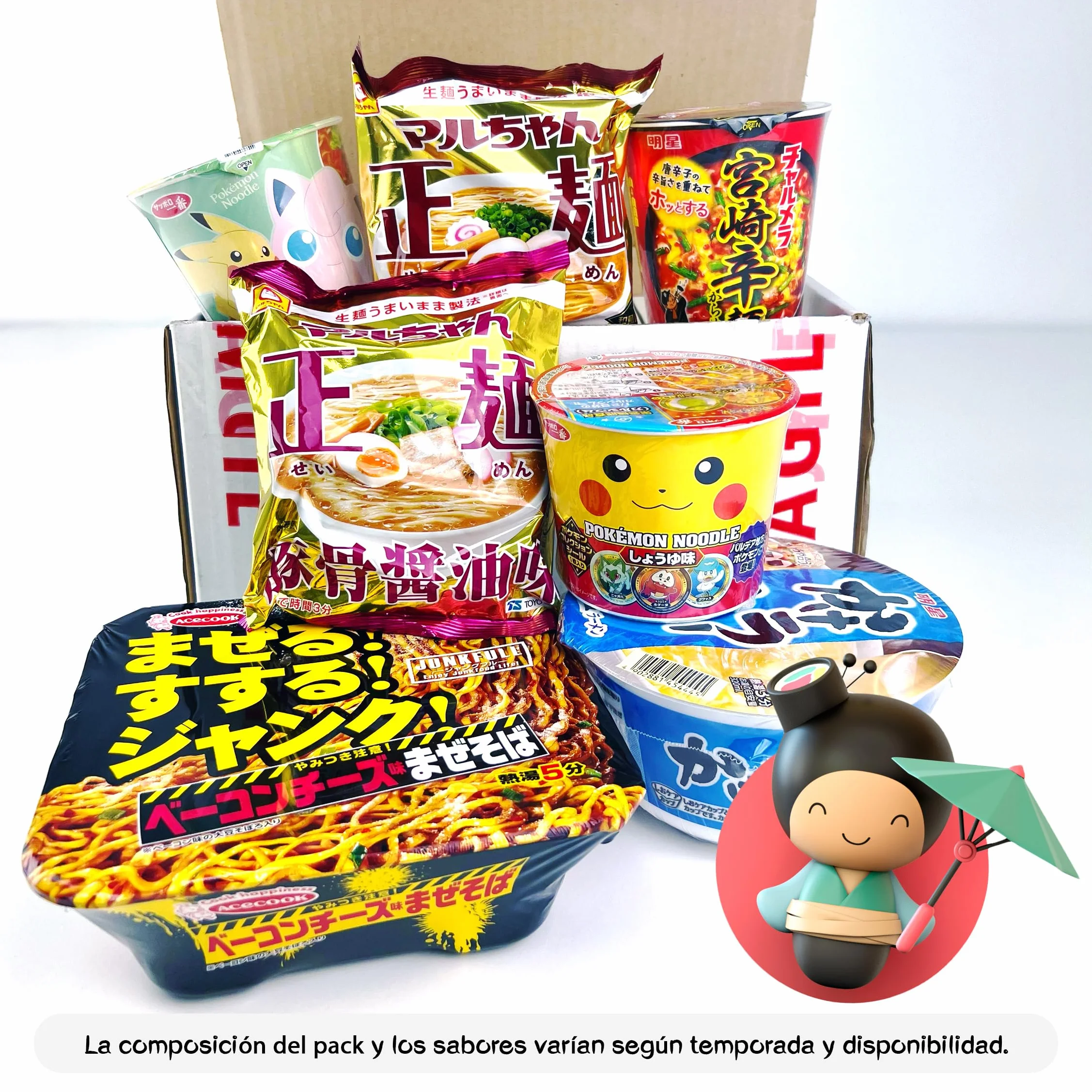Pack de 7 Ramen Noodles Japonés Auténtico Importado de Japón Sabores Variados