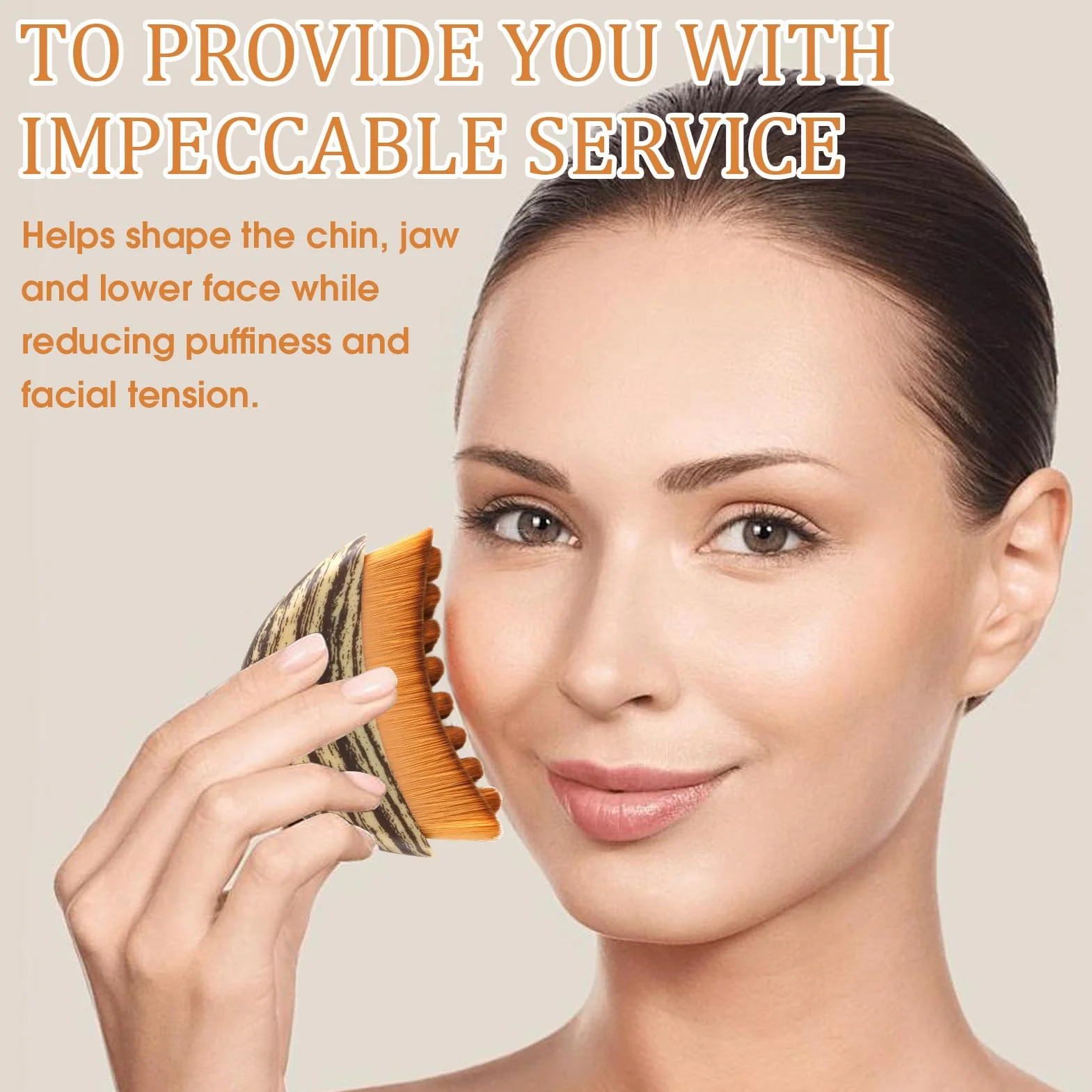 Cepillo Facial de Contorno Linfático Masaje Facial Seco Cerdas Suaves Ergonómico con Caja