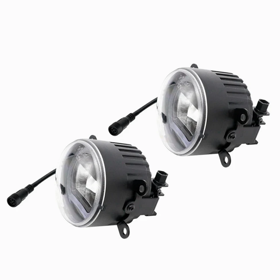 Juego de faros antiniebla LED semiuniversales + luces de circulación diurna 'U-Shape' - Diámetro 90mm - ECE-R19/R87 homologación E