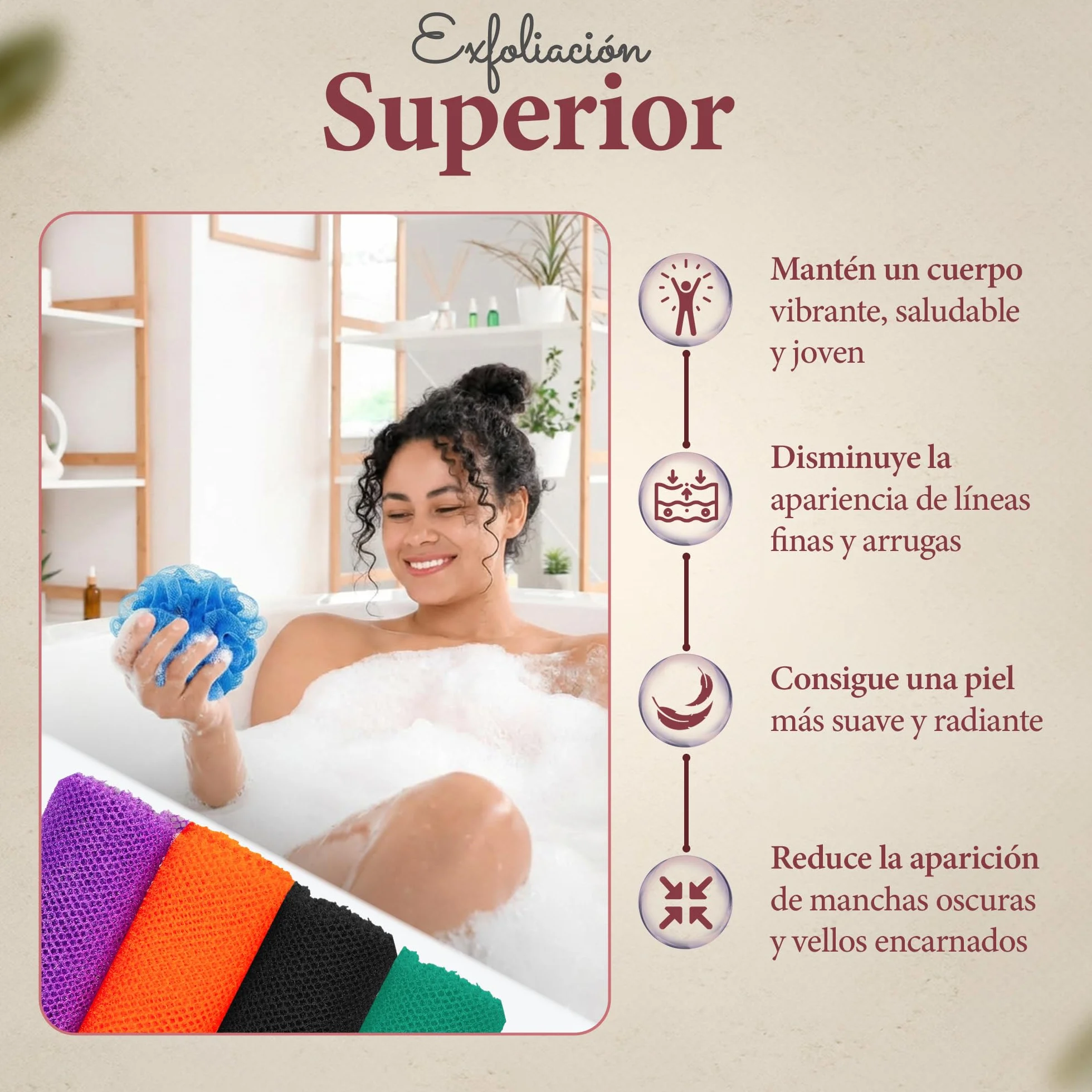 Esponja Africana Auténtica Ghana Exfoliante Corporal Ducha Baño con Cordón Red Malla Larga para Cuerpo y Espalda Piel Suave Azul