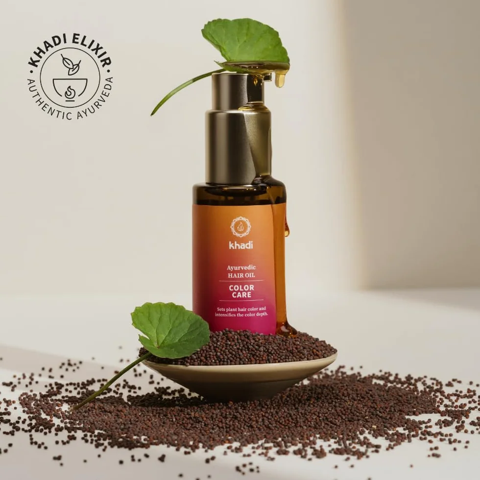 Khadi Aceite Capilar Color Care 50 ml - Tratamiento para Fijar Color Vegetal, Brillo y Protección UV