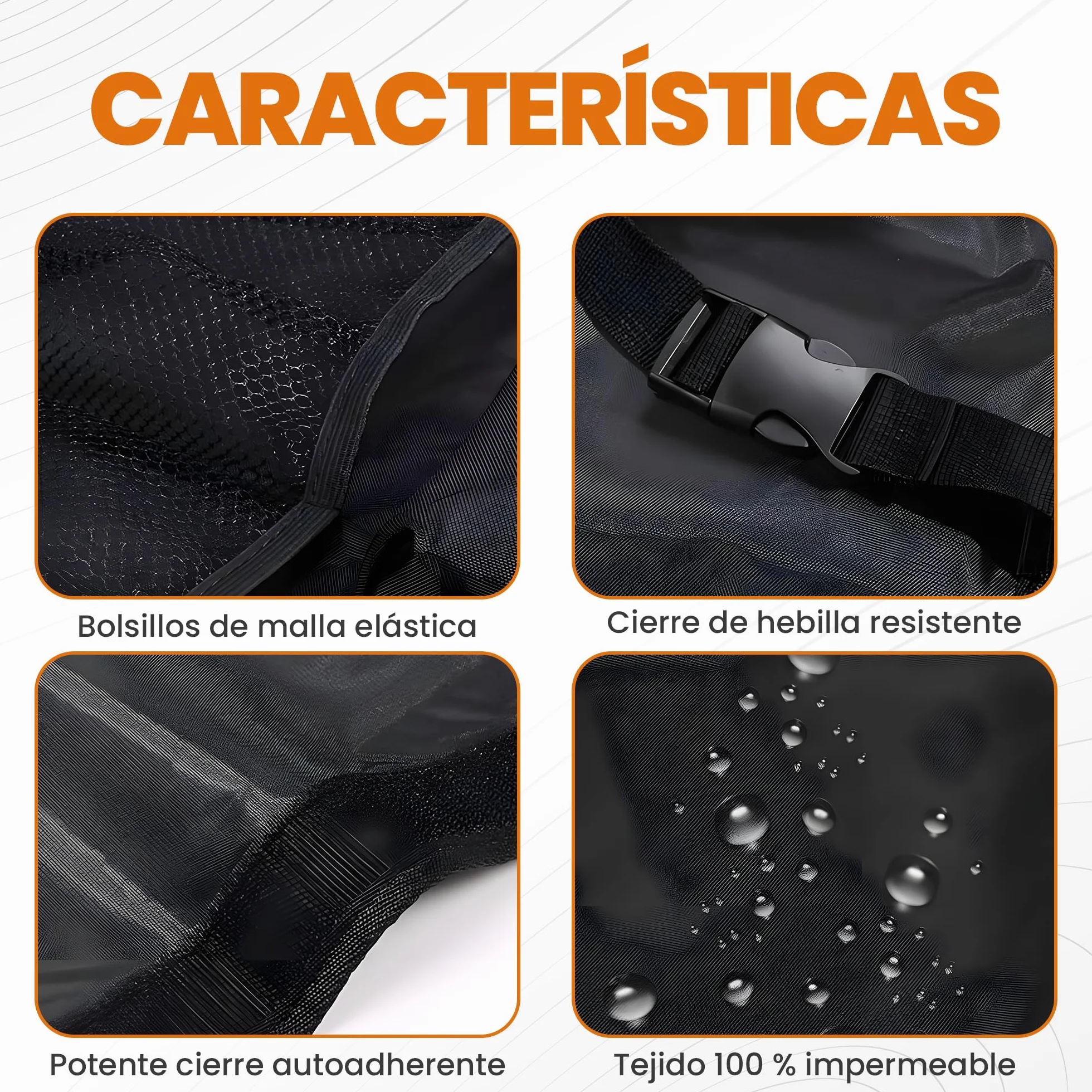 Astur Organizador Maletero Coche Plegable e Impermeable – Gran Capacidad con 8 Bolsillos – Organizador Coche Maletero Antideslizante y Ajustable (Organizador Maletero Negro)