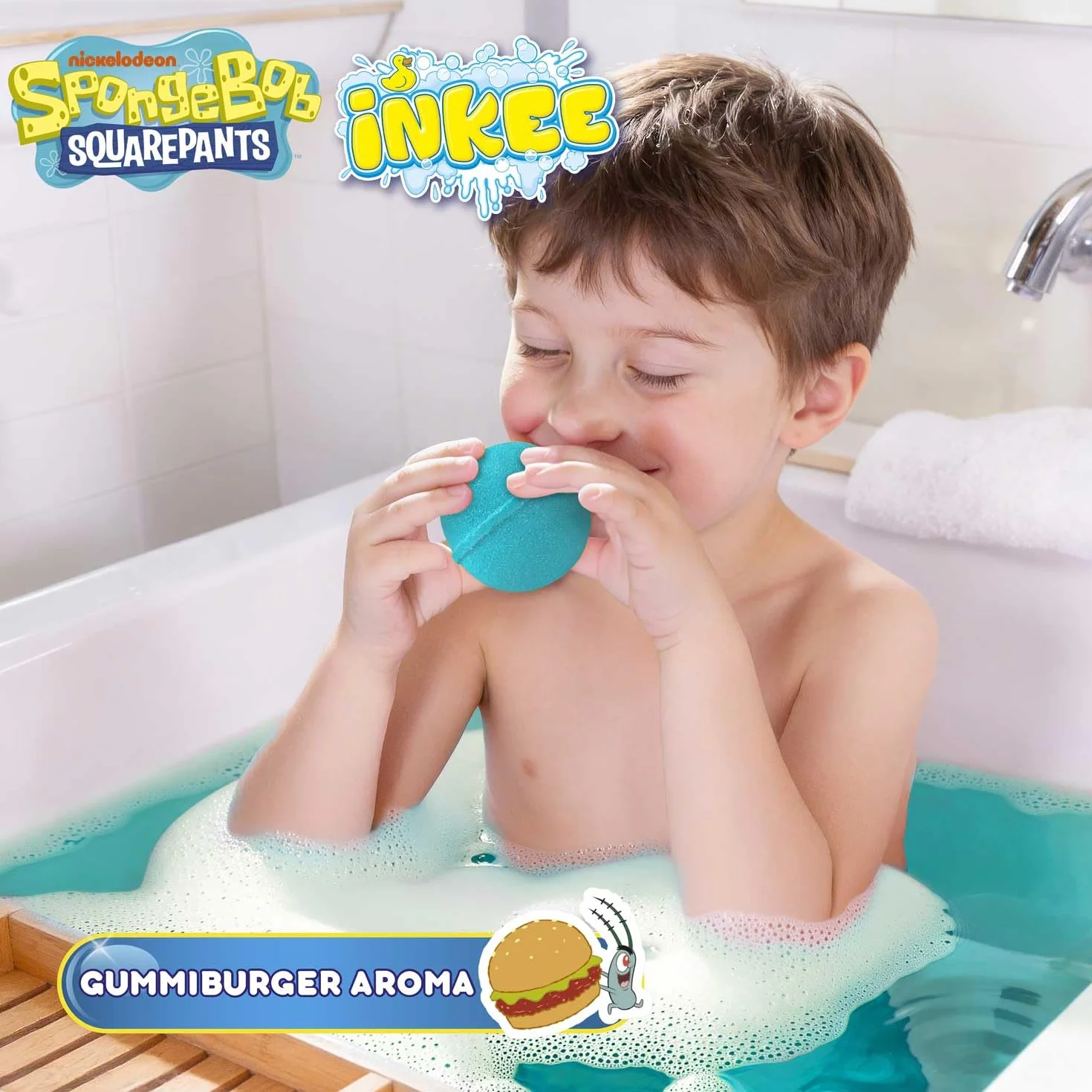 INKEE Bob Esponja Bomba de Baño con Sorpresa 100g 7 Figuras Coleccionables Edición Dorada