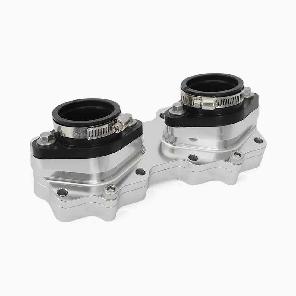 carburador de desbrozadora de gasolina Para Yamaha Banshee 350 YFZ350 Billet para colector de admisión Kit arranque para 33 34 35 36mm ATV para Keihin para Mikuni Reed Valve carburador(Prata)