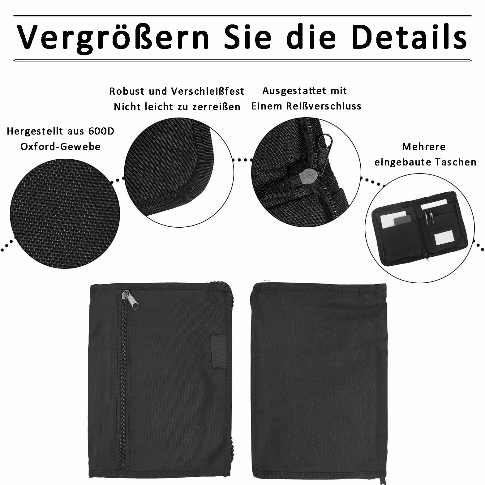 Carpeta de Guantera para Coches, 24 x 17,5 cm Organizador de Guantera, Organizador de Guantera Portátil para Coche, Cartera Organizadora de Guantera, Multiusos Bolsa Con Cremallera de Coche
