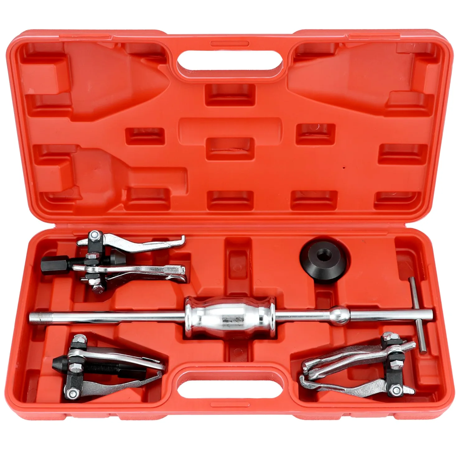 QWORK Juego de extractor de martillo deslizante de 3 mordazas, extractor universal interno y externo de engranaje y polea para mantenimiento automotriz, elimina eficientemente engranajes, rodamientos,