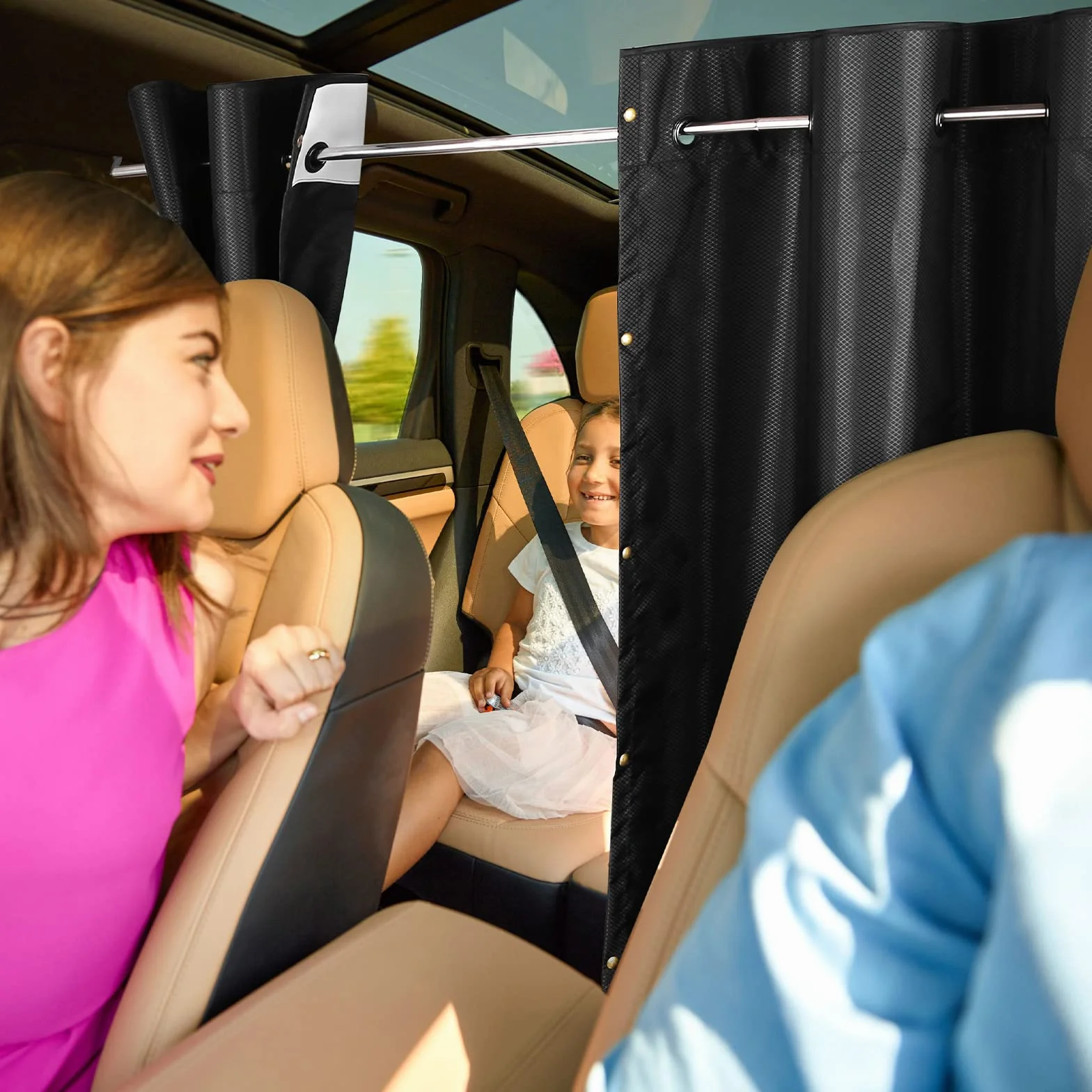 ZATOOTO Cortinas Divisorias de Privacidad Coche,Furgoneta Camper，Cortinillas Parasoles Ventanas Coche Caravanas Pare niños de Tejido Oxford para Viajar Acampar Dormir 161x107 cm (Tamaño Mediano)