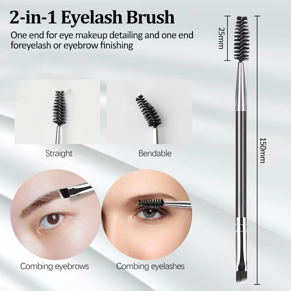 Cepillo para pestañas y cejas peine separador espoolie herramientas de maquillaje ojos juego 3 piezas