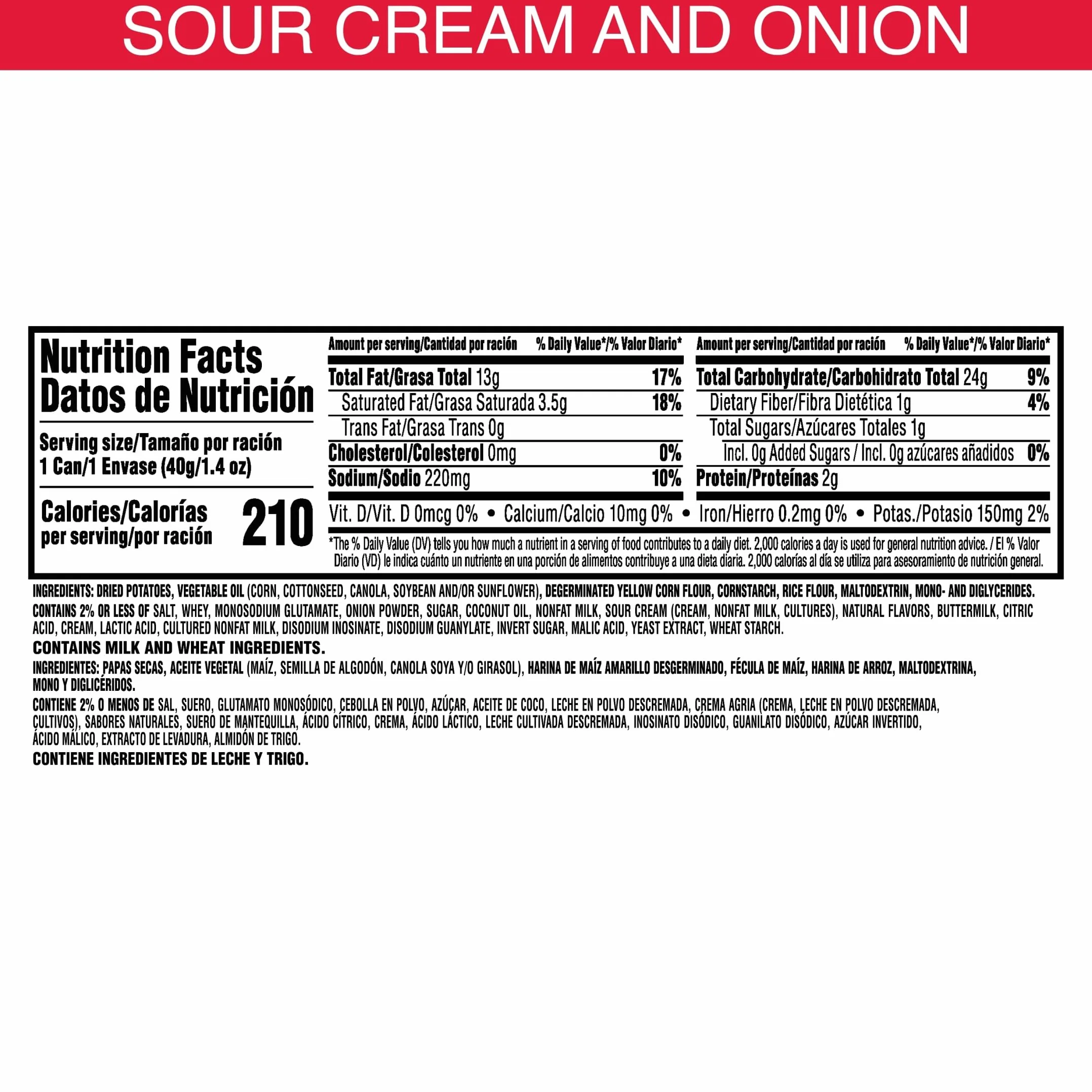 Pringles Sour Cream and Onion Small Stacks 1.41 oz Pack of 12