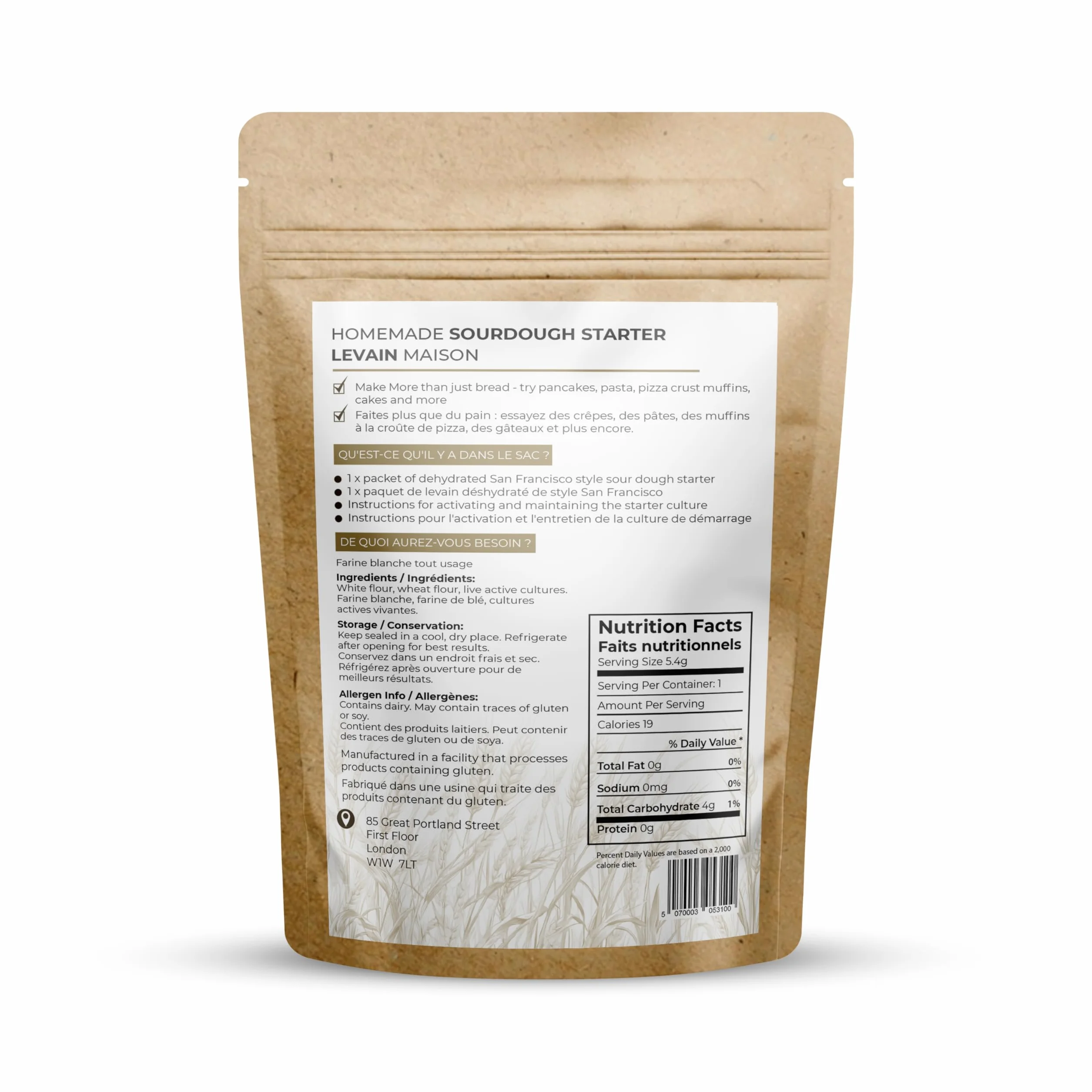 Masa Madre Deshidratada Estilo San Francisco | Levadura Natural para Pan Casero, Pizza, Focaccia | 15.4g Pack 1