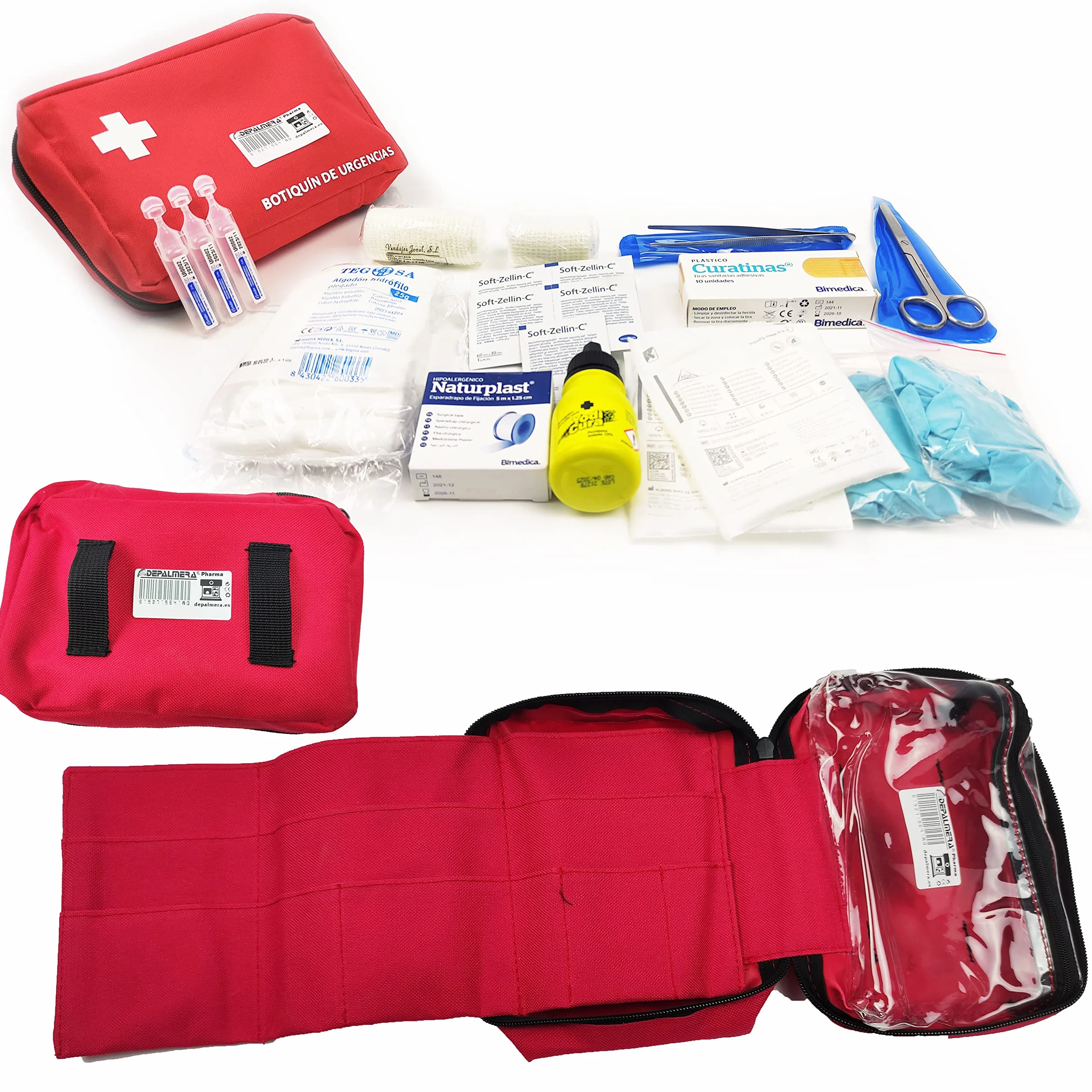 Pharma Botiquín Primeros Auxilios Neceser Extensible Completo Emergencia Homologado Rojo
