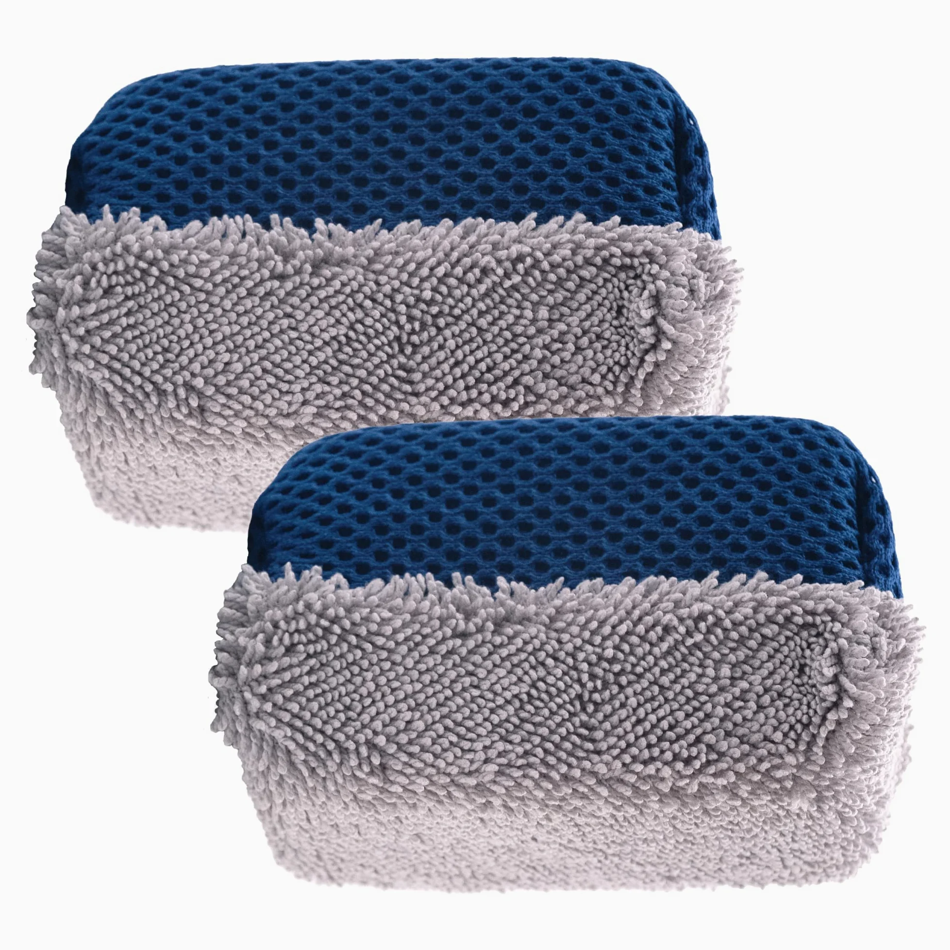 VIKING Esponjas aplicadoras de brillo de neumáticos, malla multiusos y almohadilla aplicadora de microfibra para detalles de coche, azul y gris, paquete de 2