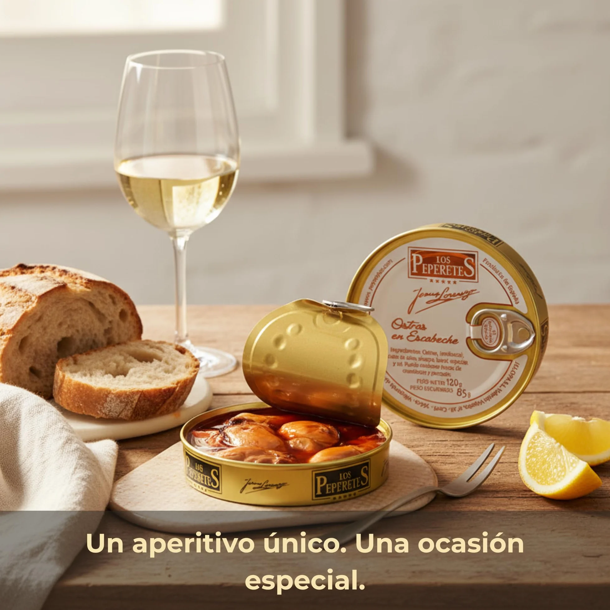 LOS PEPERETES Ostras del Atlántico 120 g Marisco Gallego Gourmet Conserva Artesanal