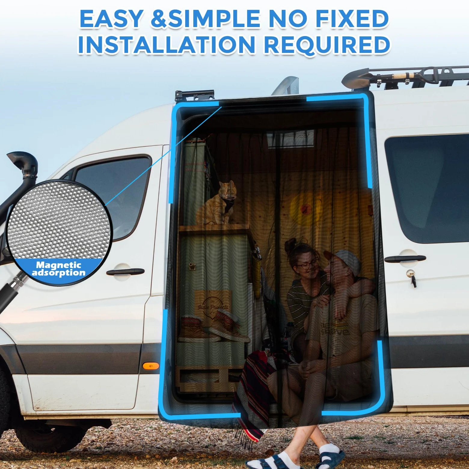 Mosquitera de Coche Reemplazo para Ford Transit Custom/Campervans, Mosquitera para Puerta Lateral de Coche, Mosquitera Magnética de Una Sola Capa para Acampar