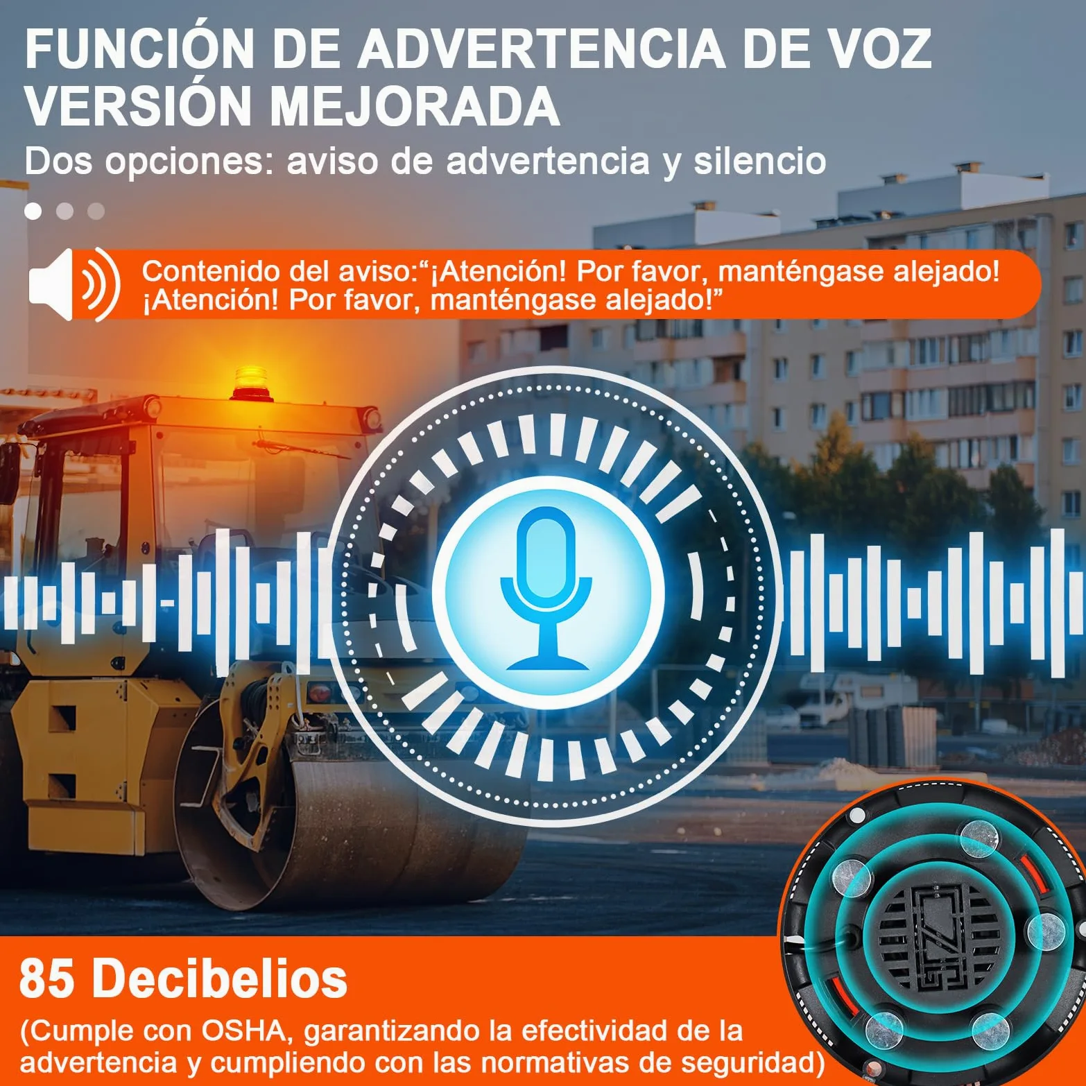 AnTom Baliza LED 12V 24V Amarilla con Función de Alerta de Voz Cable de 3 Metros y Doble Interruptor para Camión, Tractor, SUV, Carro de Golf, Vehículos de Emergencia y Obras