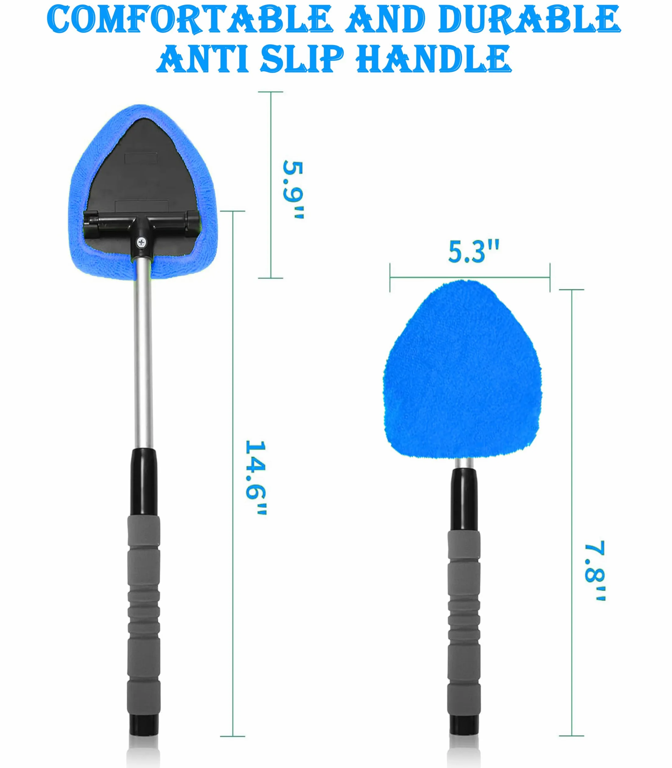 Herramienta de limpieza de parabrisas de coche, herramienta de limpieza de parabrisas de coche con almohadillas de microfibra reutilizables, kit de limpiaparabrisas de vidrio con mango extensible,