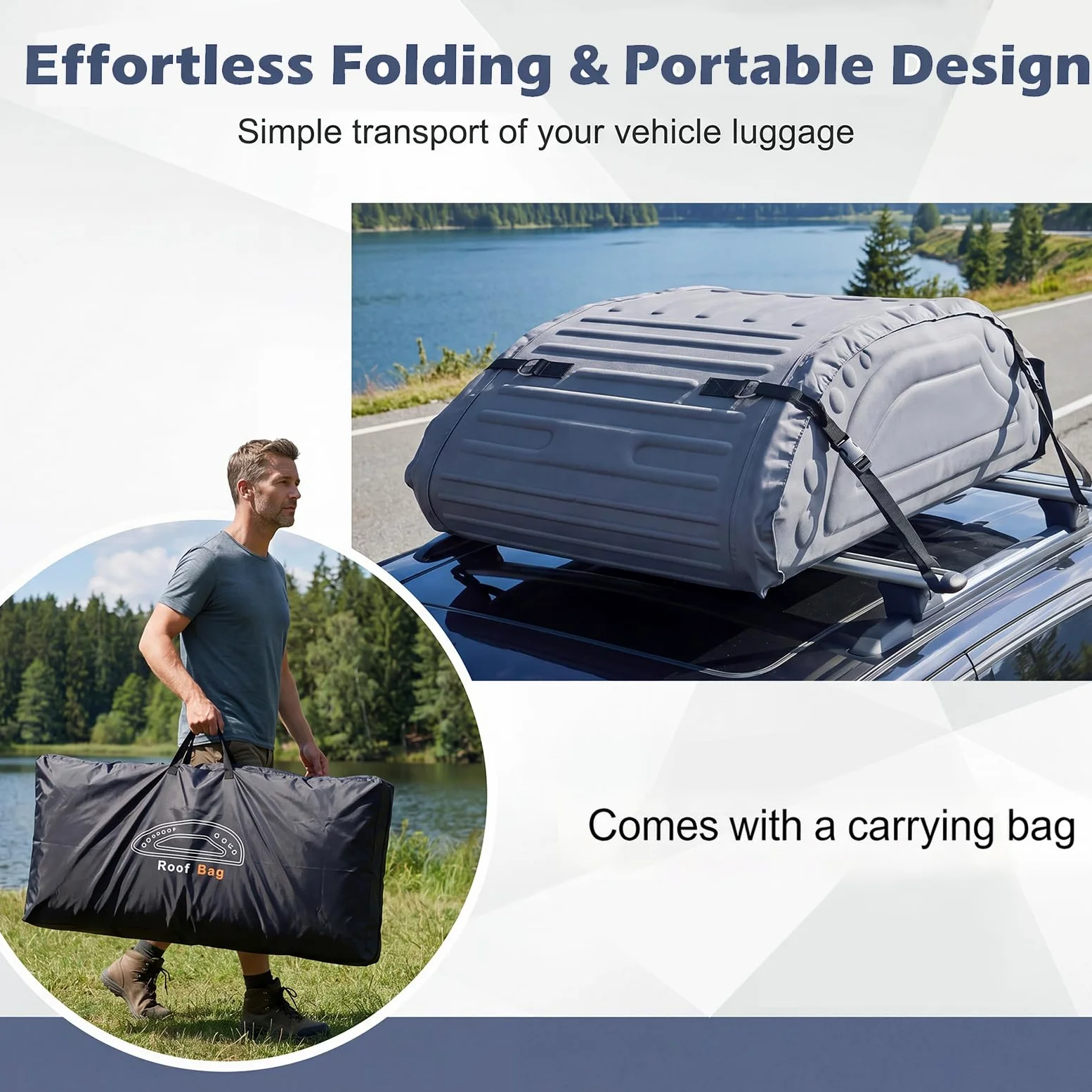GIANTEX Cofre de techo para coche de 400 litros, impermeable, 4 correas de fijación, base antideslizante y bolsa de transporte, caja de equipaje aerodinámica, portaequipajes para SUV, sedán, furgoneta