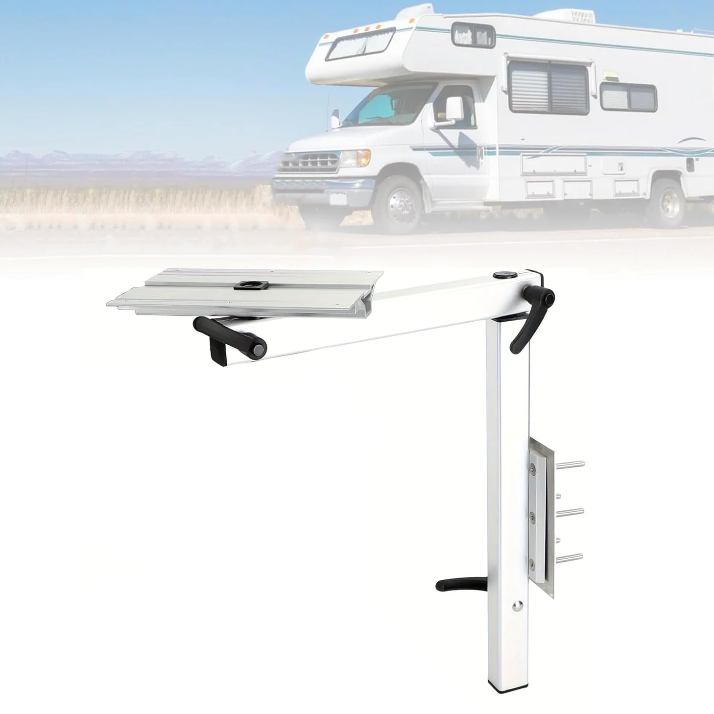 Soporte de Mesa Ajustable para Auto,Estante de Mesa Giratoria 360 Grados,para Campings de Camiones, Autocaravanas y Yates