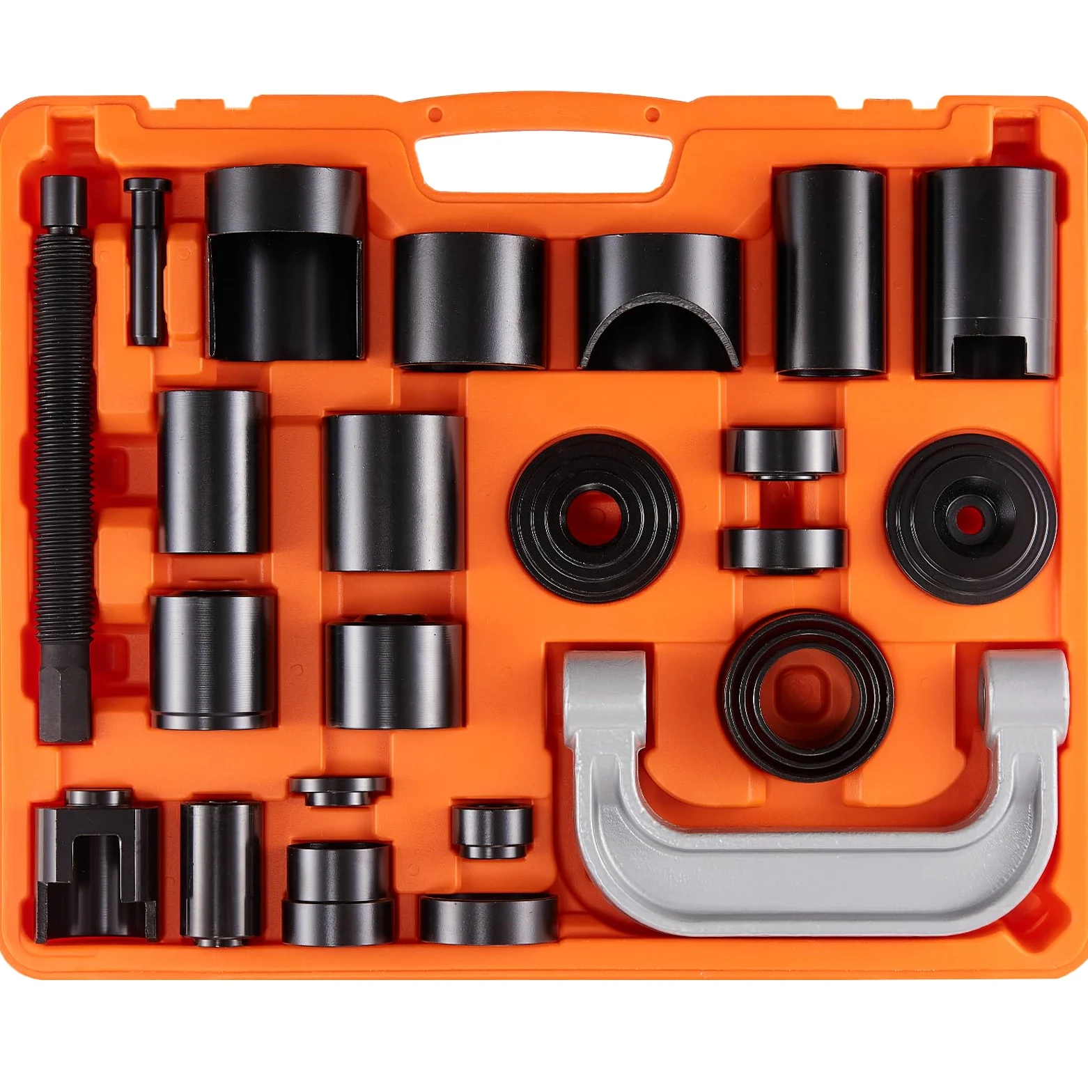 VEVOR Extractor de Rótulas 25 Piezas Extractor de Rótulas de Acero con Adaptadores de Varios Tamaños Kit de Extracción e Instalación de Rótulas U-Joint Pasador de Anclaje de Freno Vehículos 2WD 4WD