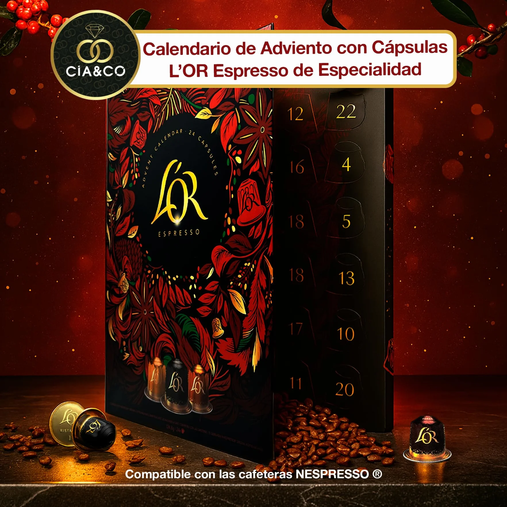 L’OR Espresso Calendario de Adviento 2025 24 Cápsulas Café Premium Compatibles Nespresso Edición Gourmet