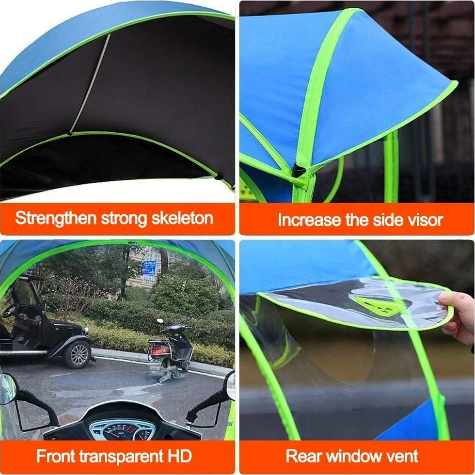 BLUEZY Universal Totalmente Cerrado Motor Scooter Paraguas Movilidad Sombrilla Cubierta de Lluvia Impermeable, Moto Scooter Parasol Protector De Lluvia B