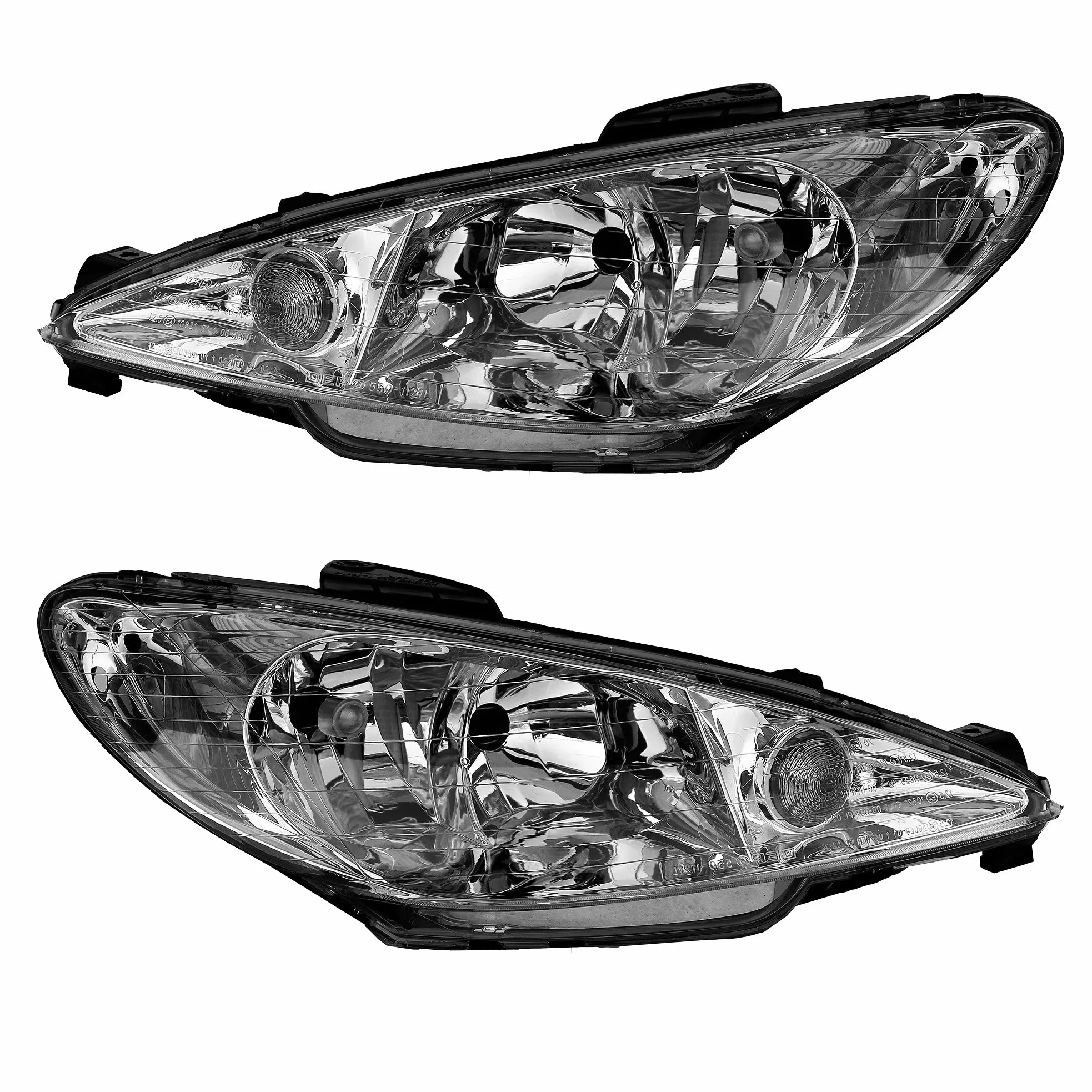 BESTPRICE 2x faros Faros delanteros Faros principales izquierda + derecha Compatible con PEUGEOT 206 CC (2D), 206 Hatchback (2A/C), 206 SW (2E/K)