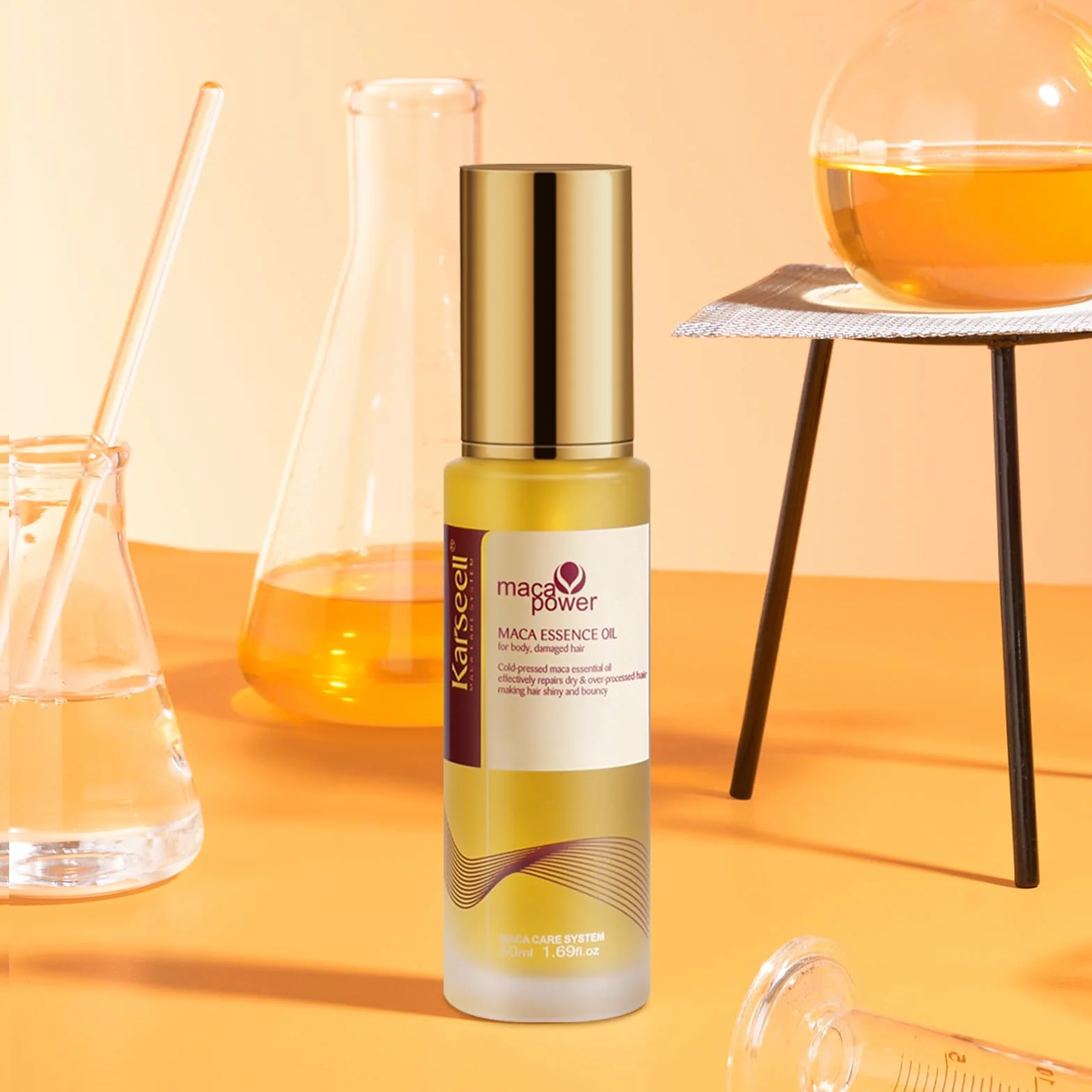 Karseell Aceite de Pelo Maca Esencia, Colágeno Aceite de Argan para Pelo Seco y Dañado, 50ml