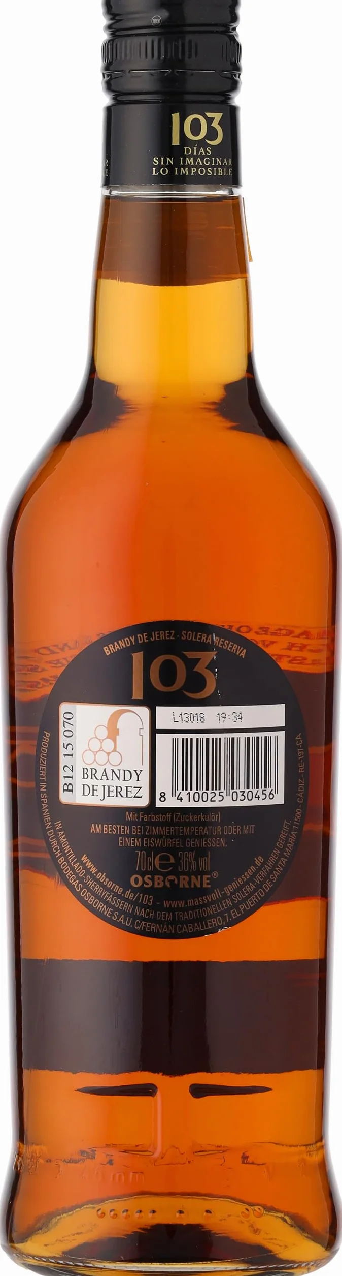Brandy Solera Reserva Brandy de Jerez 103 Etiqueta Negra Osborne 70 cl