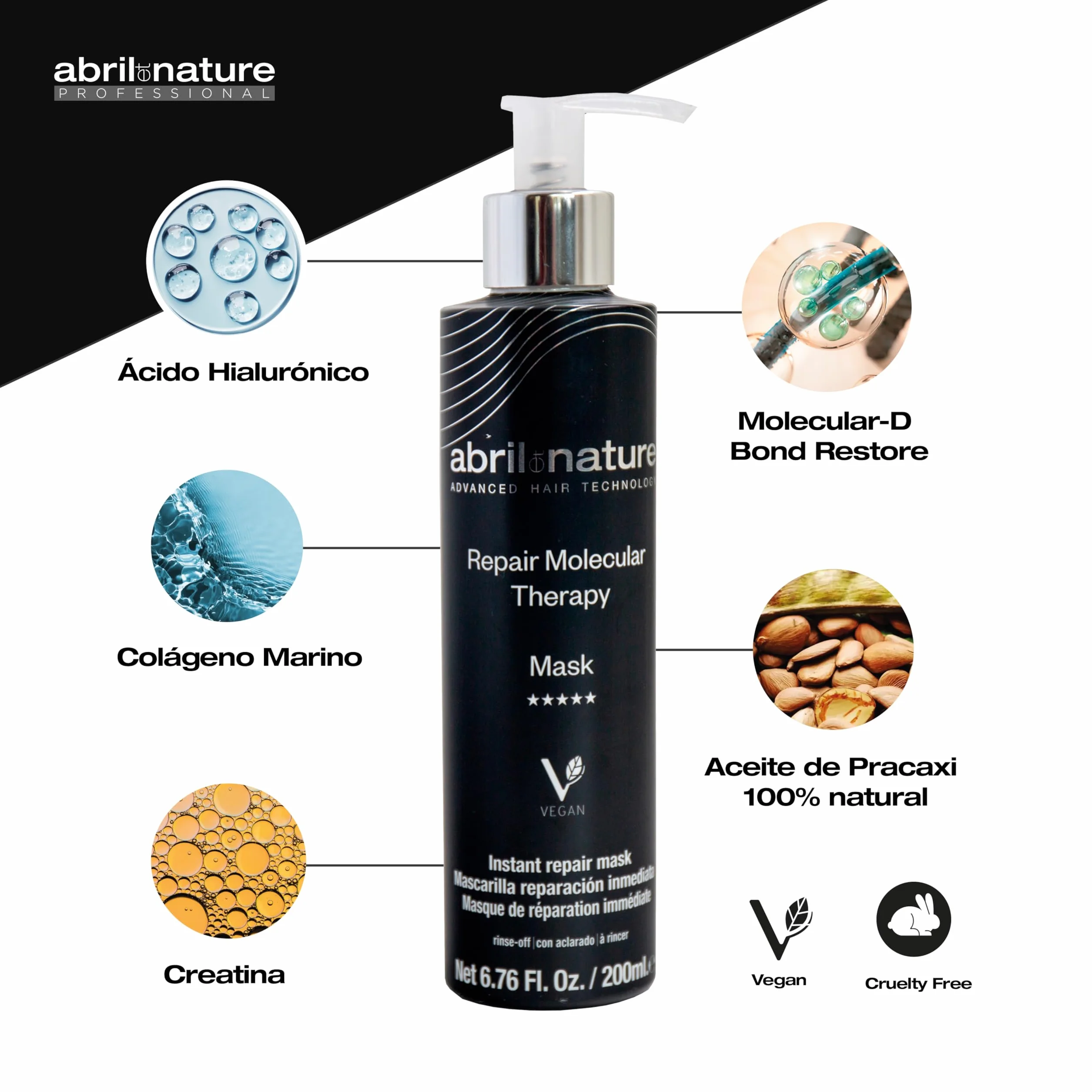 Mascarilla Profesional Molecular Therapy Cabellos Dañados Reestructura Repara Rellena Fibra Capilar 200 ml