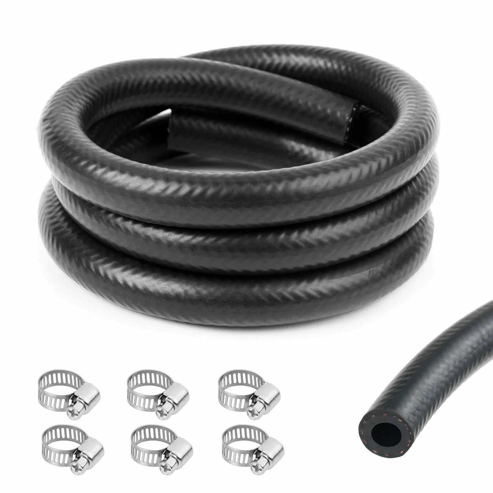 URAQT Mangueras de Combustible 100 cm 8 mm Manguera Combustible Línea de Combustible Kit de Tubo Gasolina con 6 Piezas Acero inoxidable Abrazadera de Manguera…