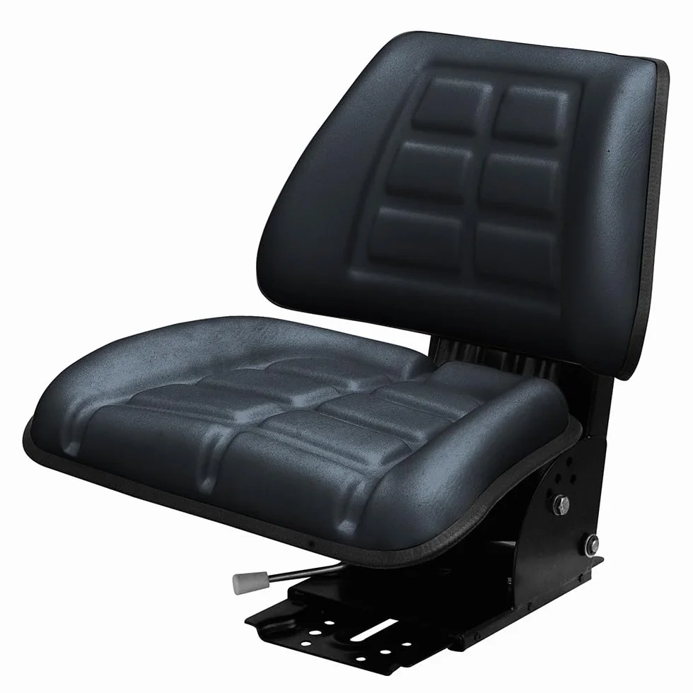 Asiento Tractor Universal PVC Negro - Asiento Para Tractor con Respaldo Negro de aAcero y PVC Silla para Maquinaria, Segadoras, Cortacésped, Montacargas, Toritos