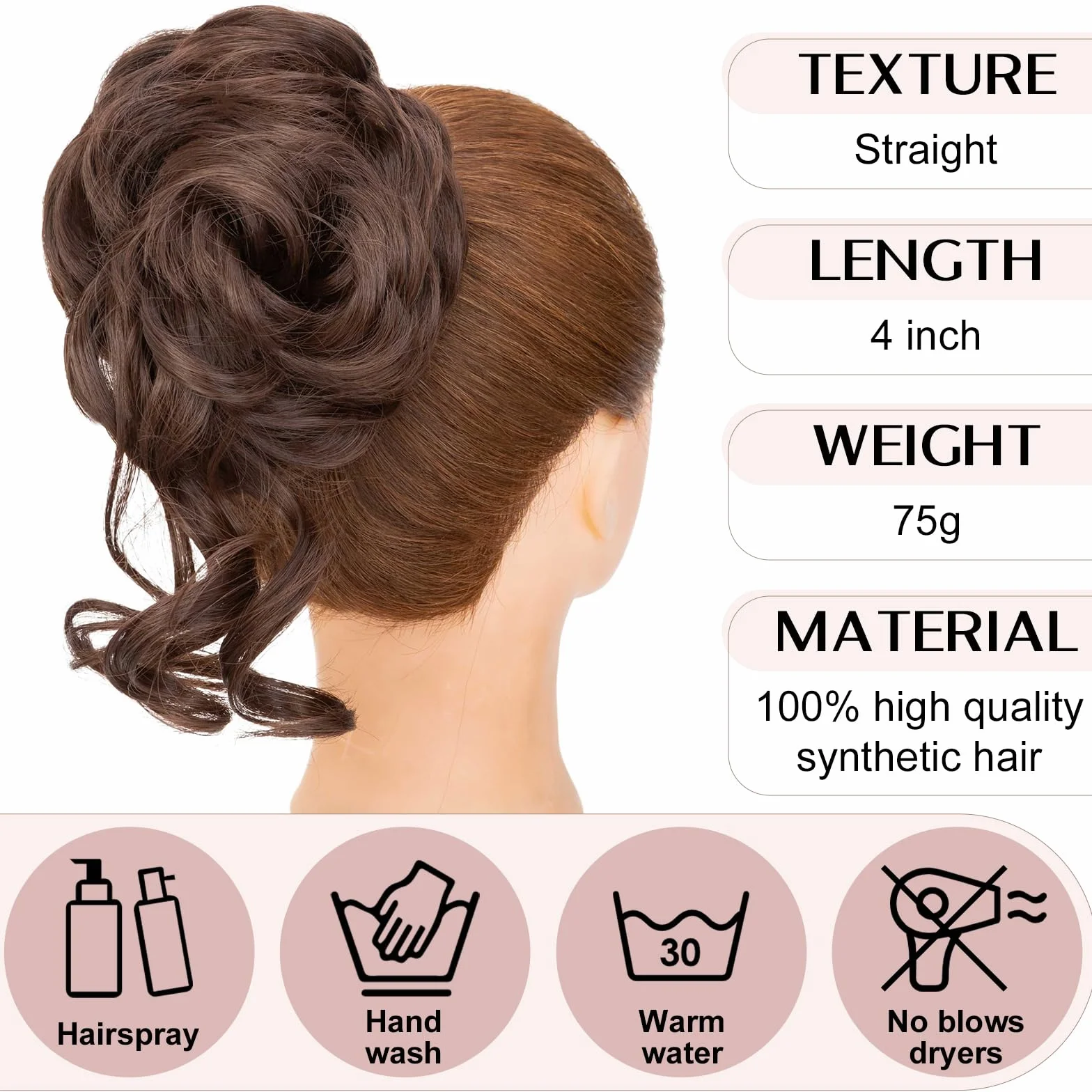 SEGO Moños Postizos Rizados Pelo Natural Castaño Chocolate 75g
