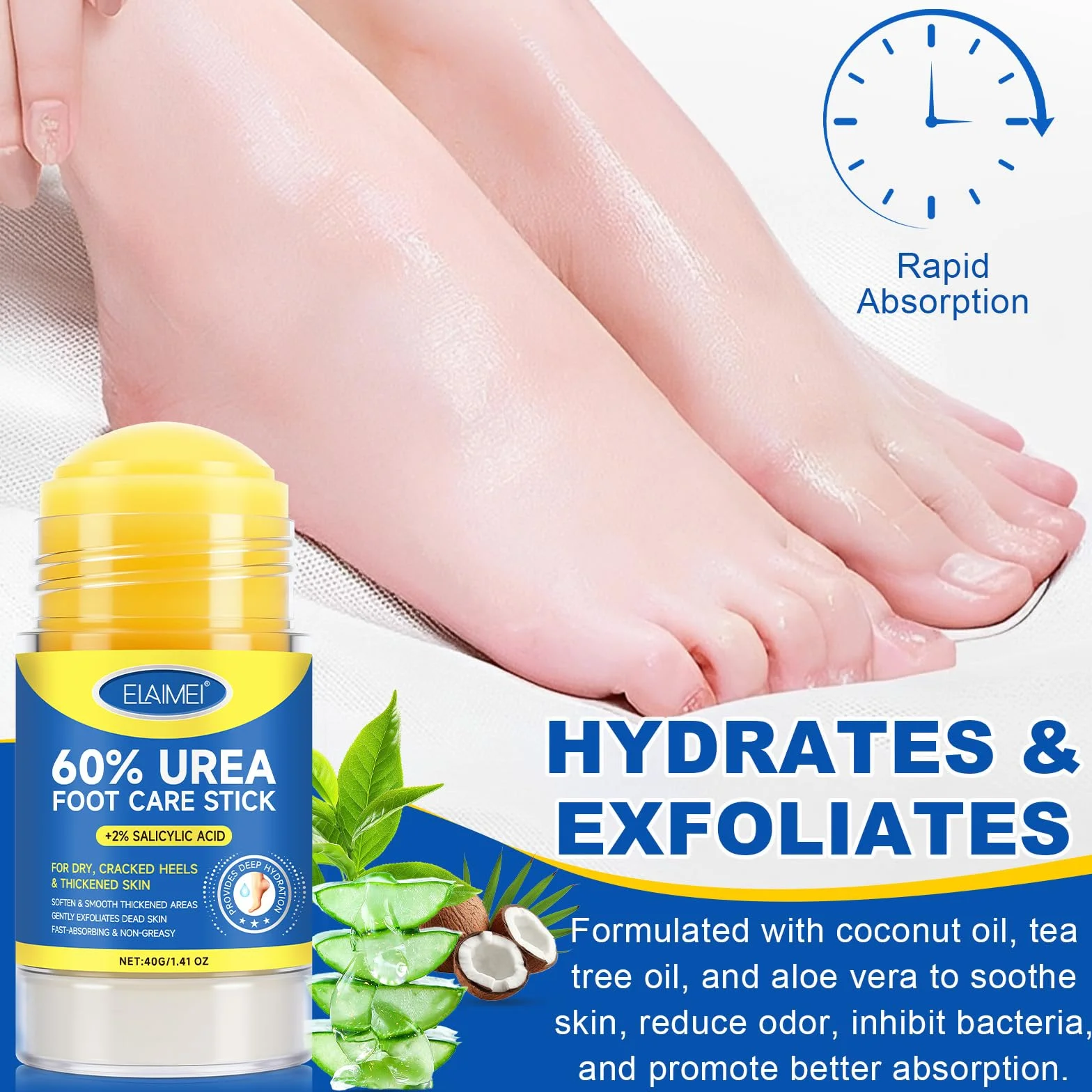 Krem Stick z Mocznikiem 60% i Kwasem Salicylowym 2% na Popękane Pięty i Suche Stopy 40g